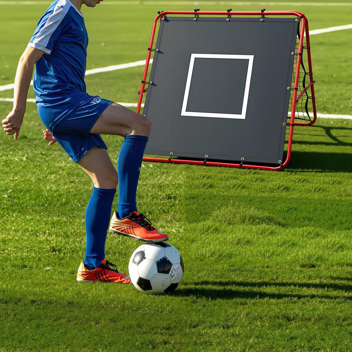 Fußball Rebounder Rückprallwand Netz,Kickback klappbar Rebound-Netz mit Ziel für Training Sports, Metallrohr/PE Gewebe, Baseball Basketball Prellwand
