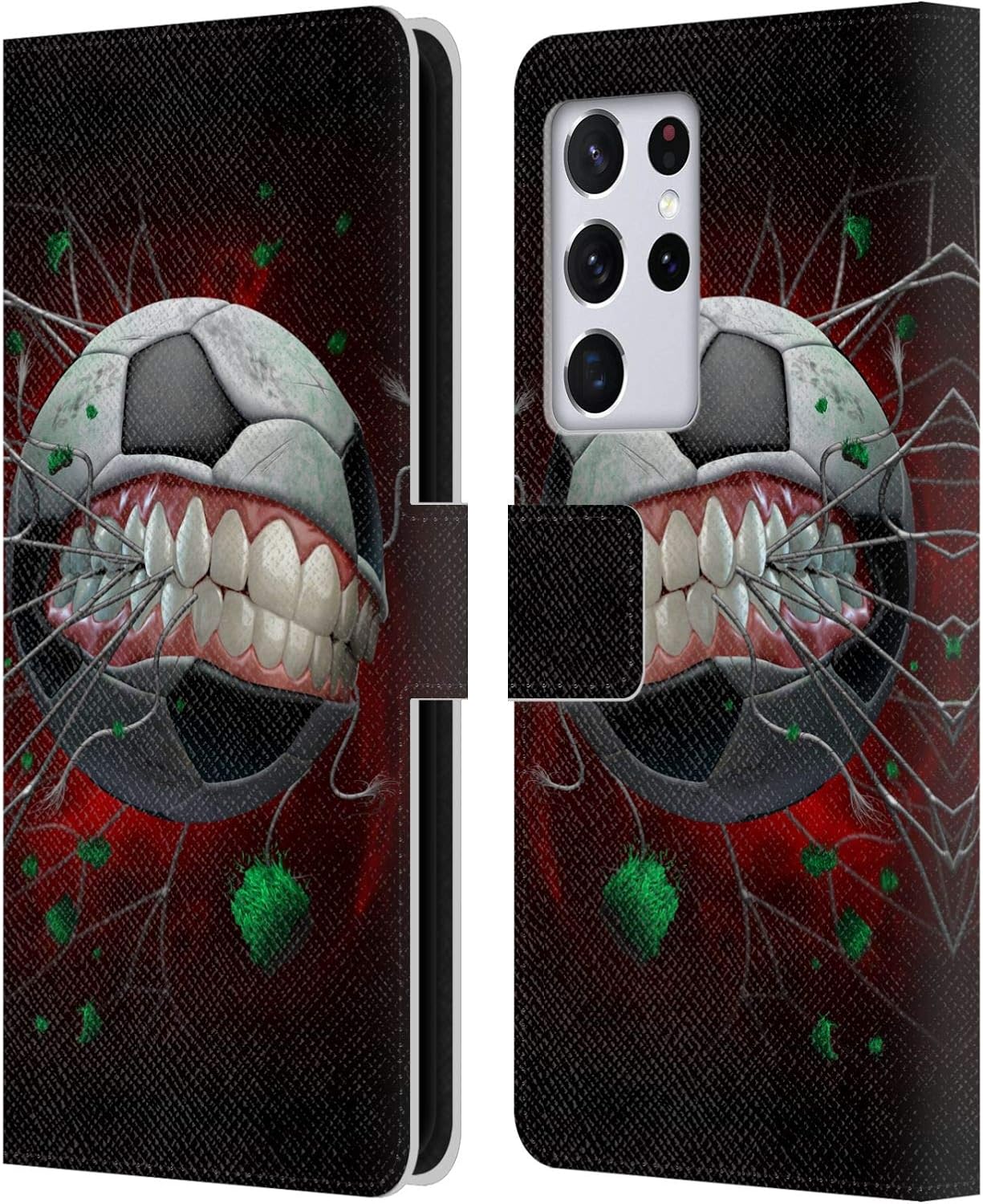Head Case Designs Officially Licensed Tom Wood Soccer Monsters Leather Wallet Case Compatible with Samsung Galaxy S21 Ultra 5G