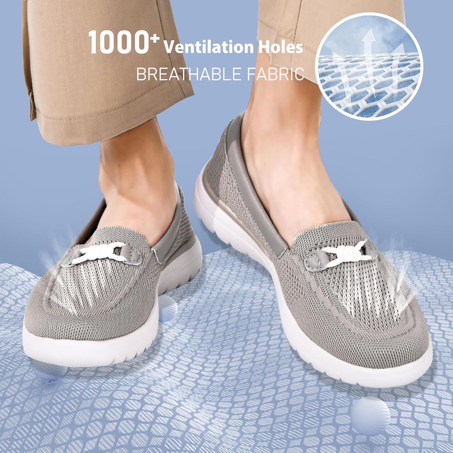 Buyrew Loafers for Women Comfort Slip On Walking Shoes Knit Dressy Comfortable Business Casual Work Flats