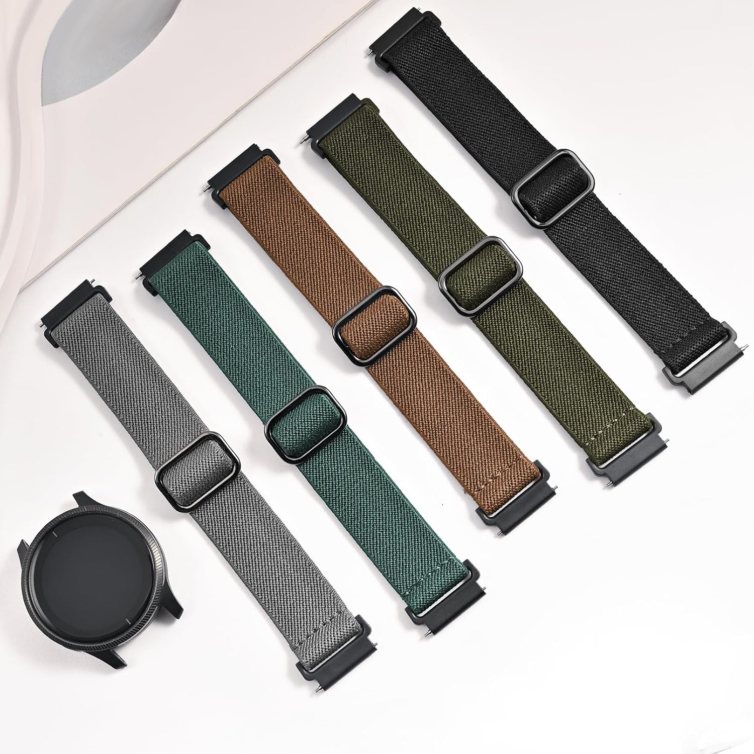 5 Pack Stretchy Nylon Bands Compatible with Garmin Vivoactive 5/Vivoactive 6/Forerunner 55/165 Watch,20mm Soft Elastic Adjustable Replacement Sport Straps for Garmin Venu Sq 2 Women Men image 2