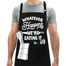 LINEN CLOSET  Adjustable Bbq Aprons for Men Funny Rude Chef Aprons Christmas Grilling Gifts for Father Dad Son Husband with 2 Pockets- Me Boss You Wife Apron