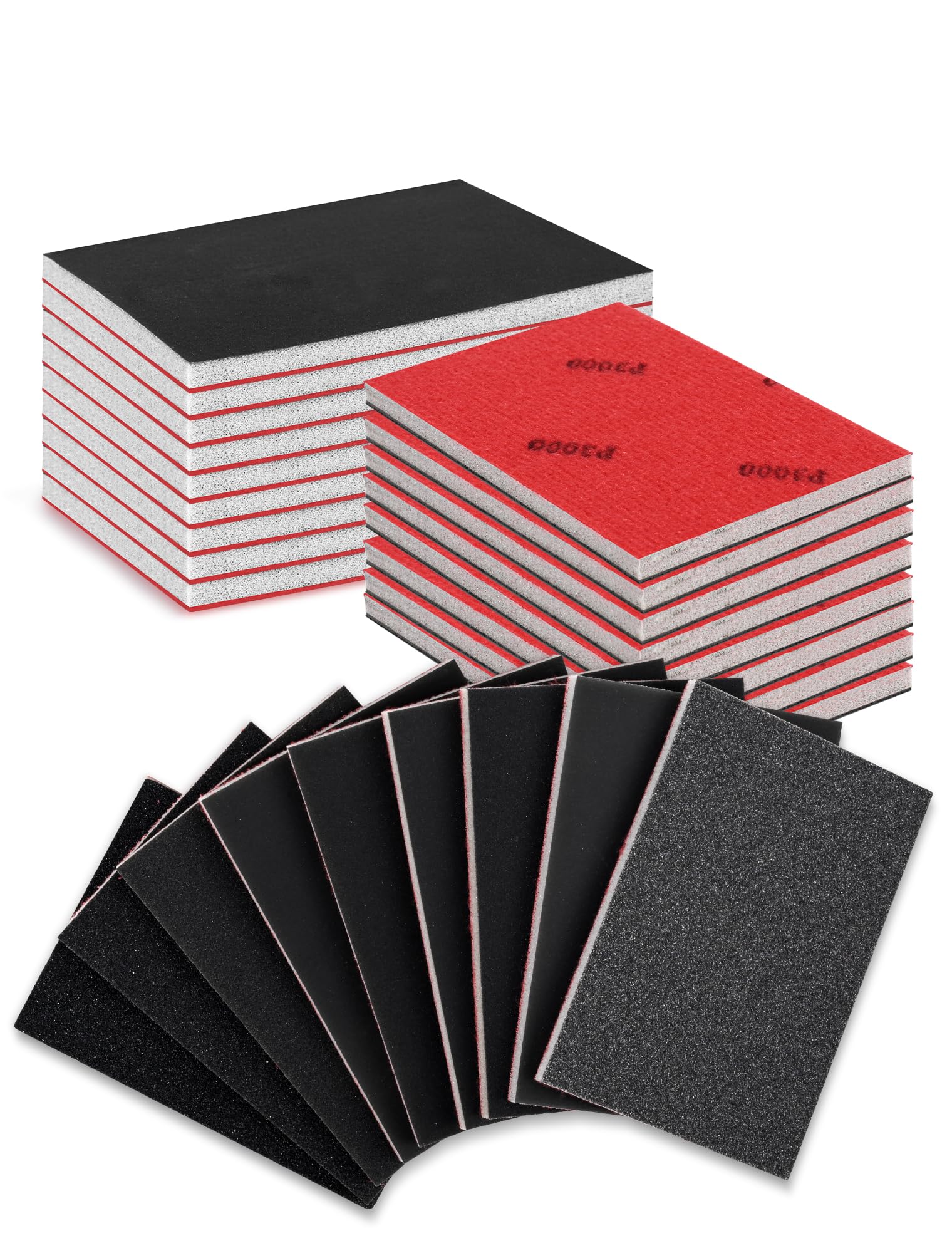 18 Pcs Fine Sanding Sponge Set 800-1000/1200-1500/2000 Grit Wet and Dry Sanding Pads, Washable & Flexible Polishing Sponge for Final Smoothing and Finishing on Wood, Metal, Paint, Auto Body