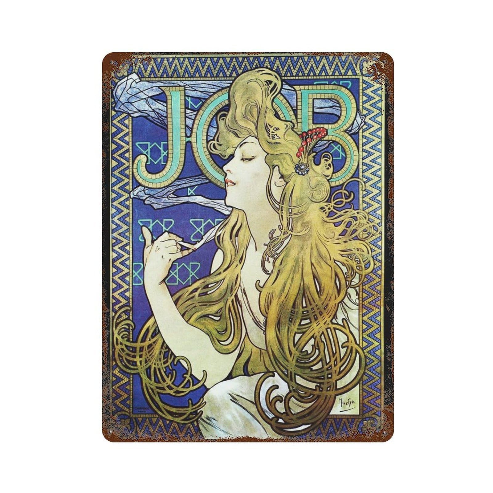 xiaoxiaoshen Antique Alphonse Mucha Illustration Wall Decor Art Metal Tin Poster Modern Home Decor Art Home Bar Shop Decorations Vintage Sign 40x30cm
