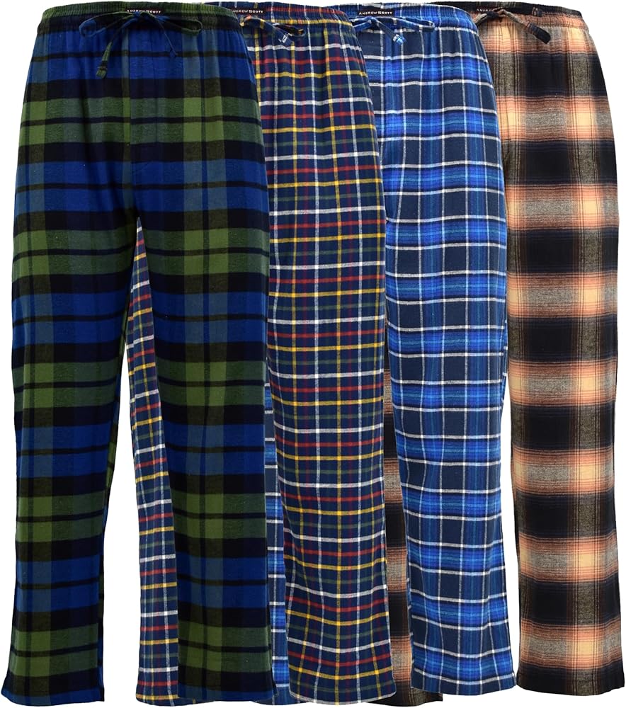 Andrew Scott Men's 4 Pack Flannel Pajama Lounge & Sleep Pants