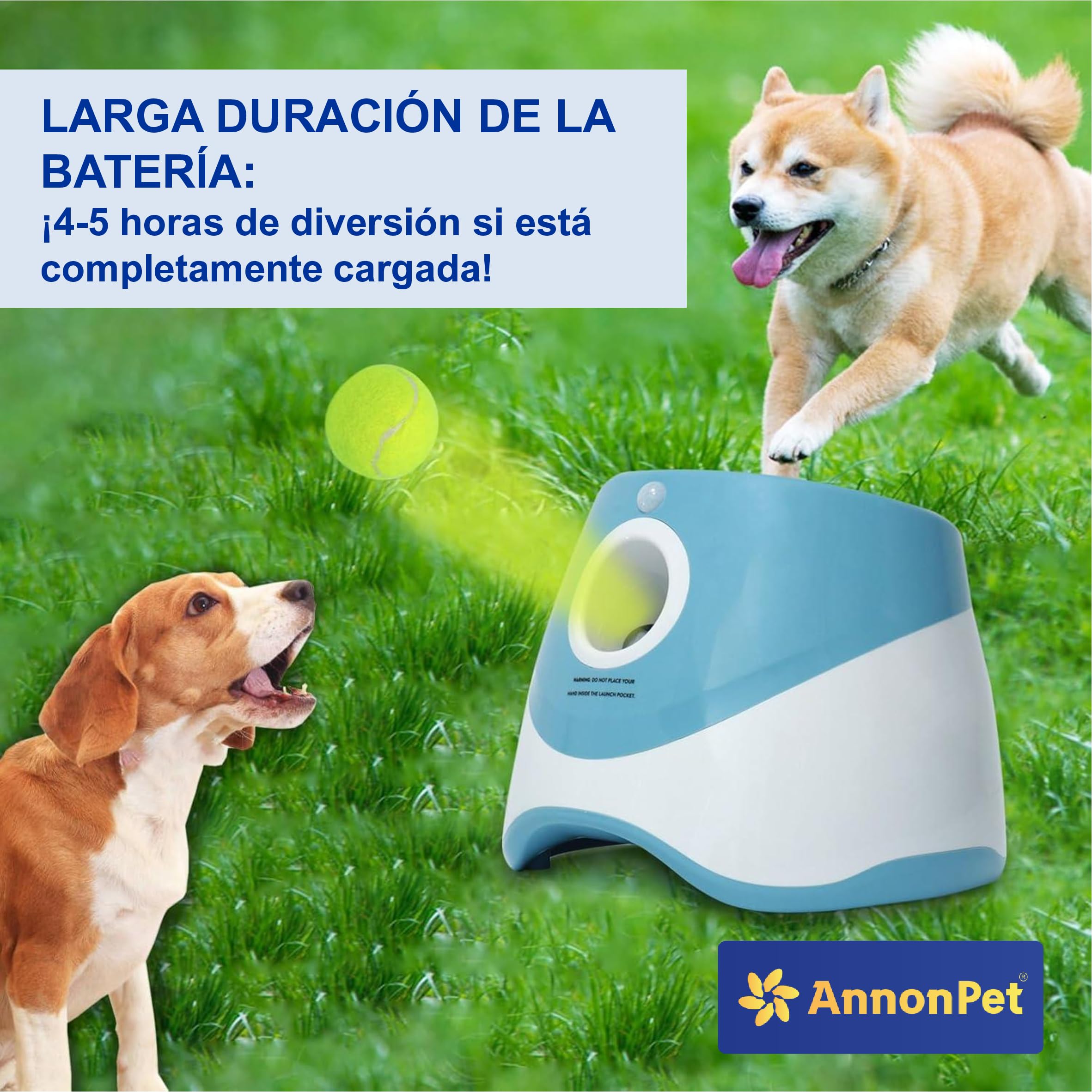 Lanza bolas automático para perros con distancias ajustables 3/6/9 m, carga USB, batería de litio 2200 mAh, incluye 3 pelotas de tenis – Diversión y entrenamiento para tu perro