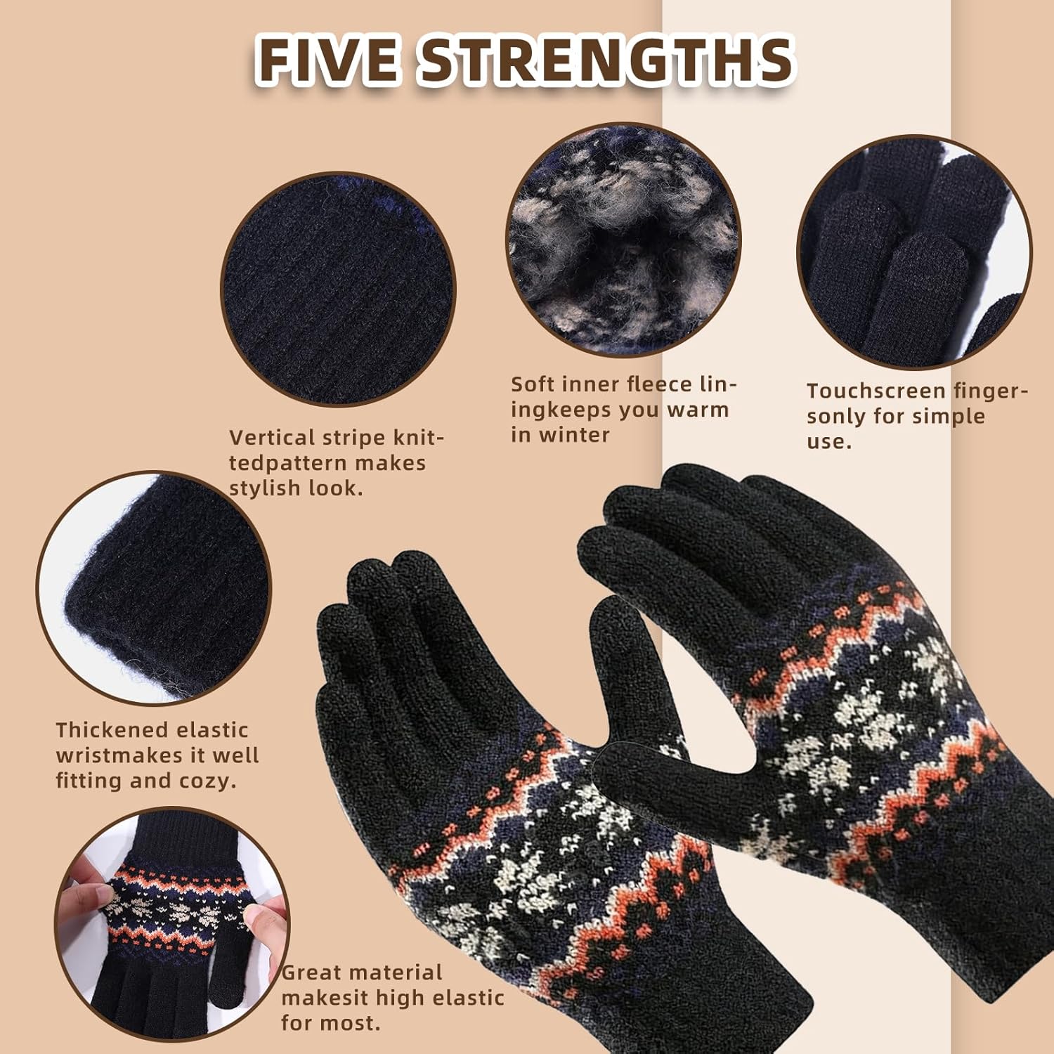 Winter Hats for Women Beanie Hat Scarf Gloves Set Womens Beanie with Scarf Neck Warmer Touchscreen Gloves 3 in 1 Set - Image 5