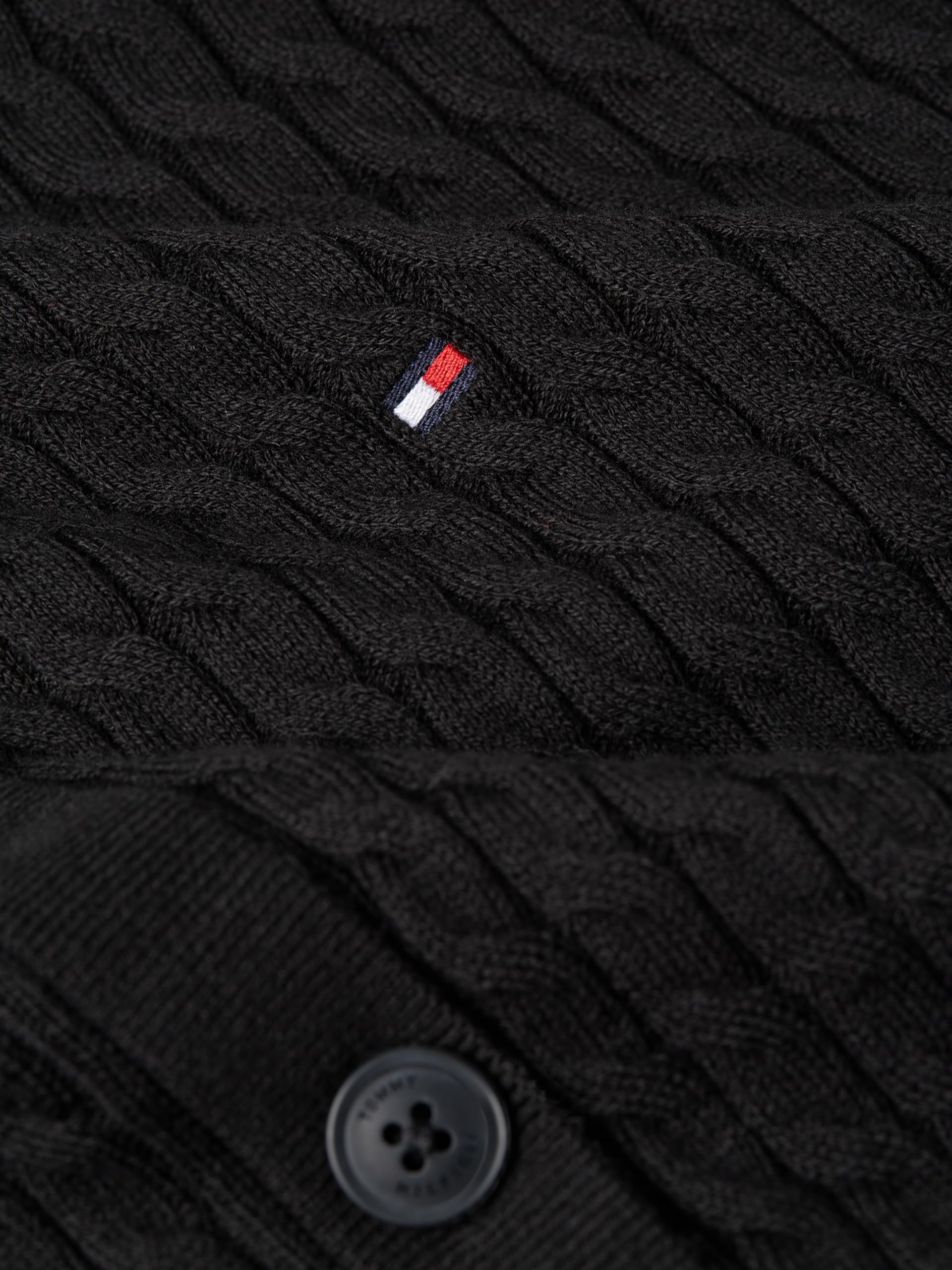 Tommy Hilfiger Damski sweter kardigan CO Cable C-NK, czarny, XXS, Czarny, XXS