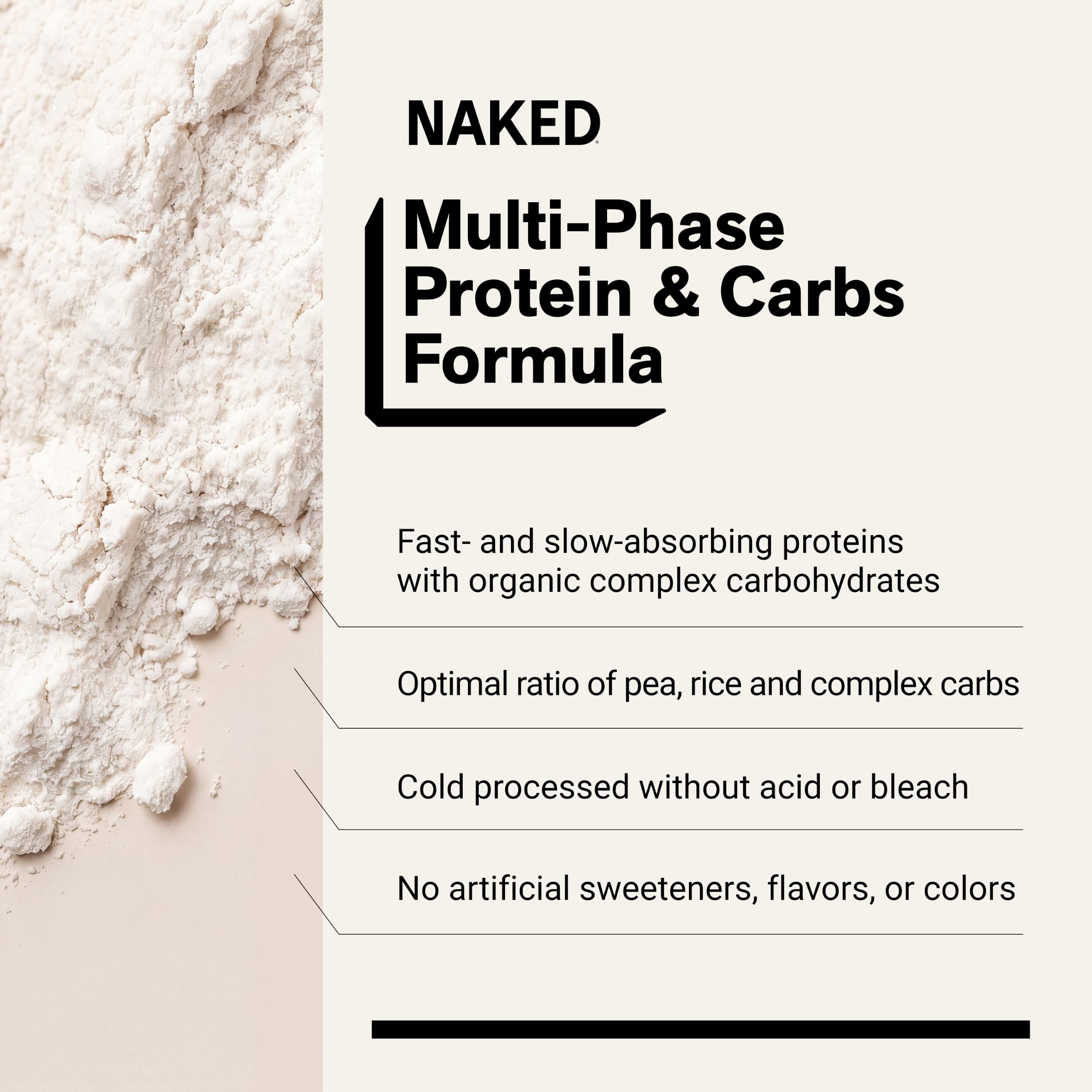NAKED Vegan Mass - Natural Vegan Weight Gainer Protein Powder - 1,230 Calories, NSF Certified, Non-GMO, Soy & Gluten Free, No Artificial Ingredients - 8LB Bulk - 11 Servings — Amazon image 4