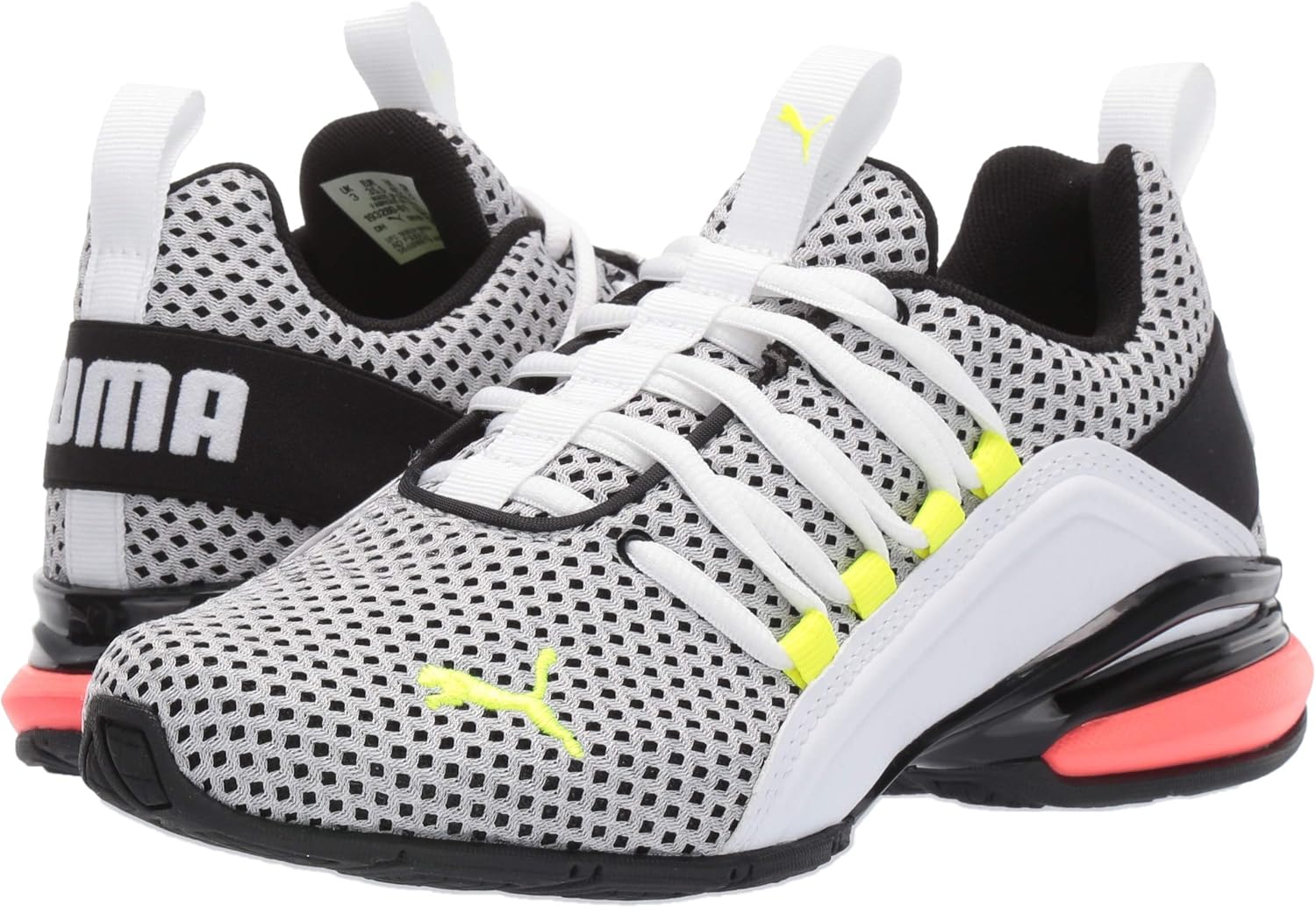 PUMA mens Axelion Breathe Cross trainer, Puma Whiteyellow Alert-nrgy Red, 8.5 US