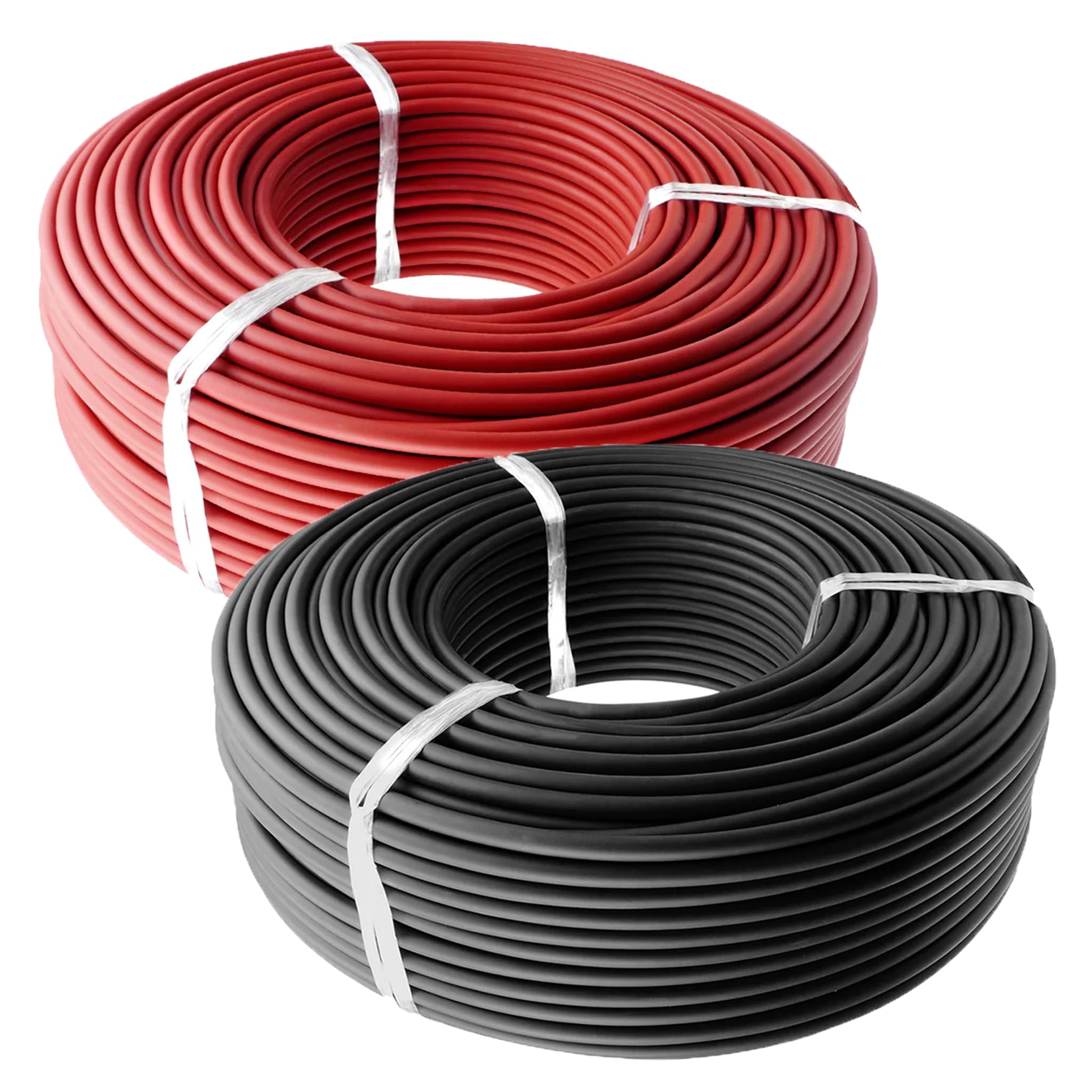HELUKABEL 2er Pack rot + schwarz Solarkabel 6mm² - je 50m - UV-beständig, halogenfrei, flexibel ... inkl. Solar Crimpzange und 20x MC4 Solarstecker