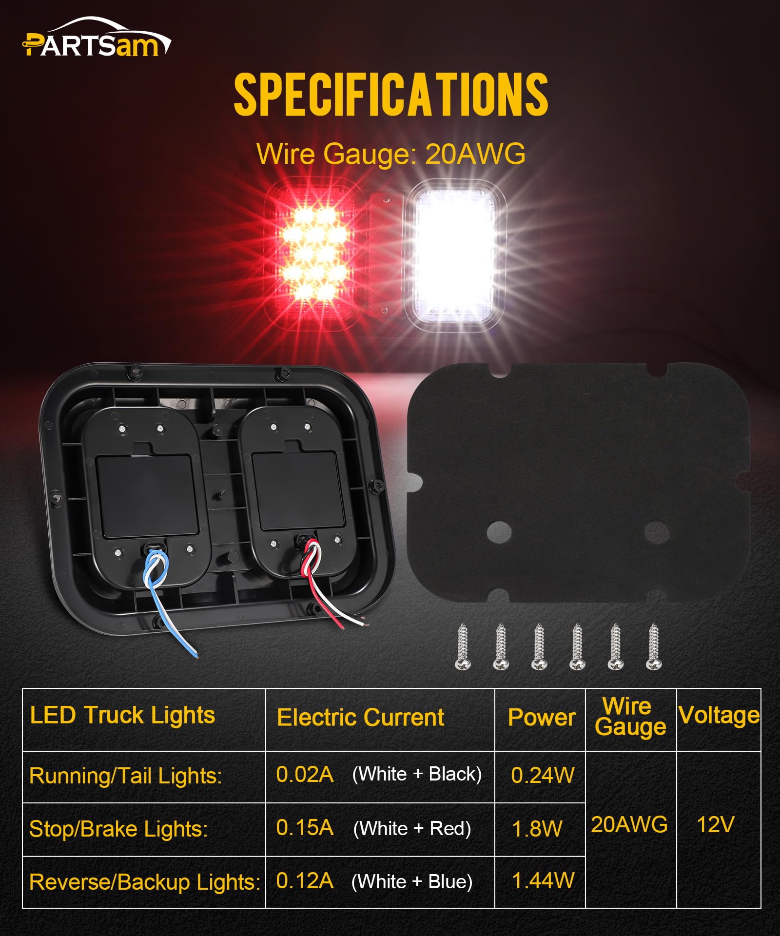 Partsam 2x Double RV Trailer Camper Tail Lights 24-2835 - View #14