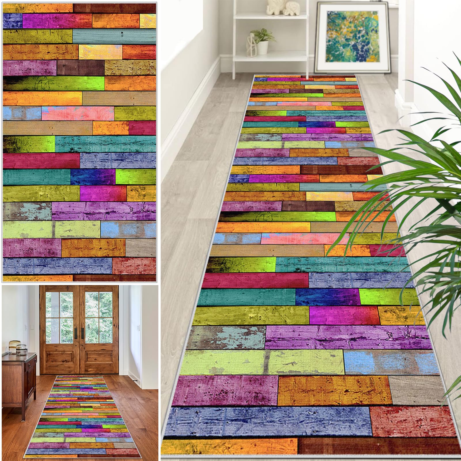 Extra Long Runner Rugs for Hallway Non Slip Carpet Absorbent Runner Rug 50 x 450 cm Carpet Runners for Kitchen Hallway Runner Kitchen Rug Entrance Large Machine Washable Door Mat Stair Runner Rug