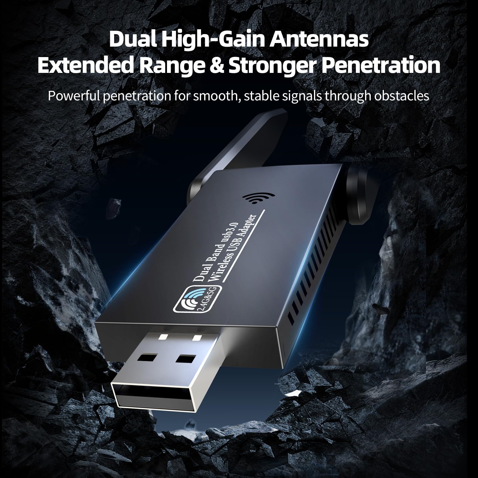 Adaptador WiFi USB 3.0 de doble banda de 1300 Mbps para PC - Tarjeta de red inalámbrica AC1300 con bandas 5G y 2.4G, no necesita controlador para Win10/11, compatible con escritorio, laptop, Windows