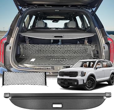 Cargo Cover for 2020-2025 Kia Telluride Accessories, Carbon Fiber Look Retractable Trunk Cover Fit for 2020-2023 2024 Kia Telluride 2025 Accessories Privacy Luggage Security Shield Shade