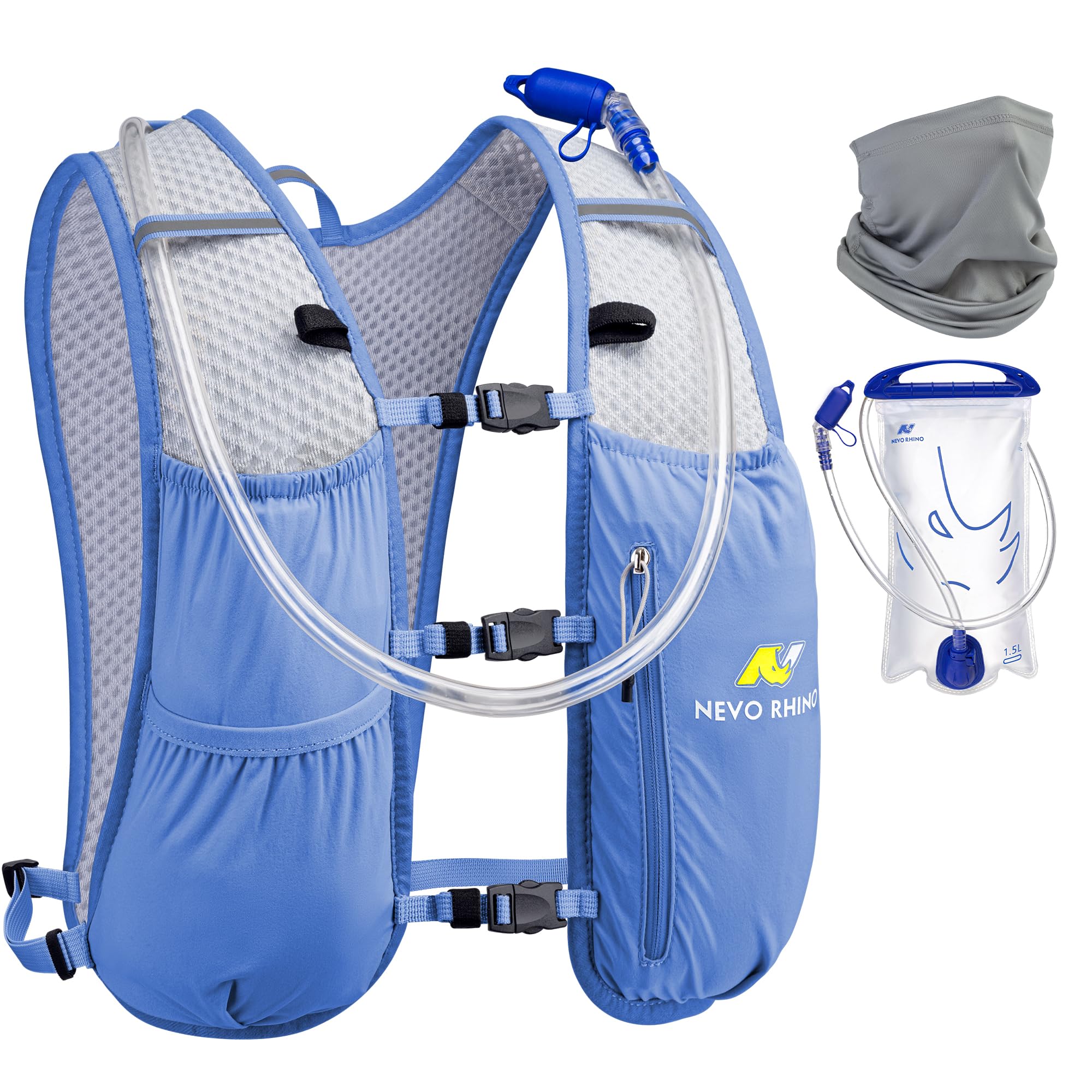 N NEVO RHINO Running Hydration Vest for Women with 1.5L Water Bladder | 5L Small Running Backpack - Lightweight Breathable Hydration Vest for Hiking Trail Running Cycling Marathon for Women