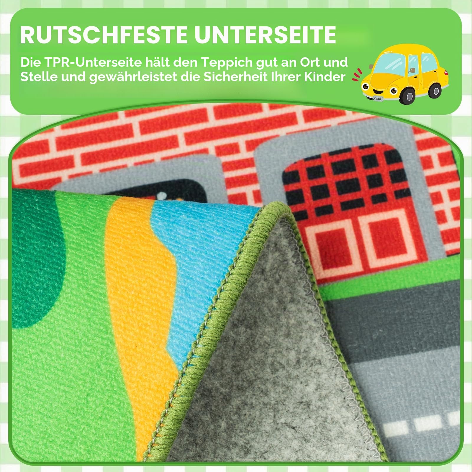 Capslpad Kinderteppich, Spielmatte und Lernmatte, 150 x 200 cm, extra groß, Stadtleben, pädagogische Automatte, für Baby und Kleinkind, Schlafzimmer und Spielzimmer