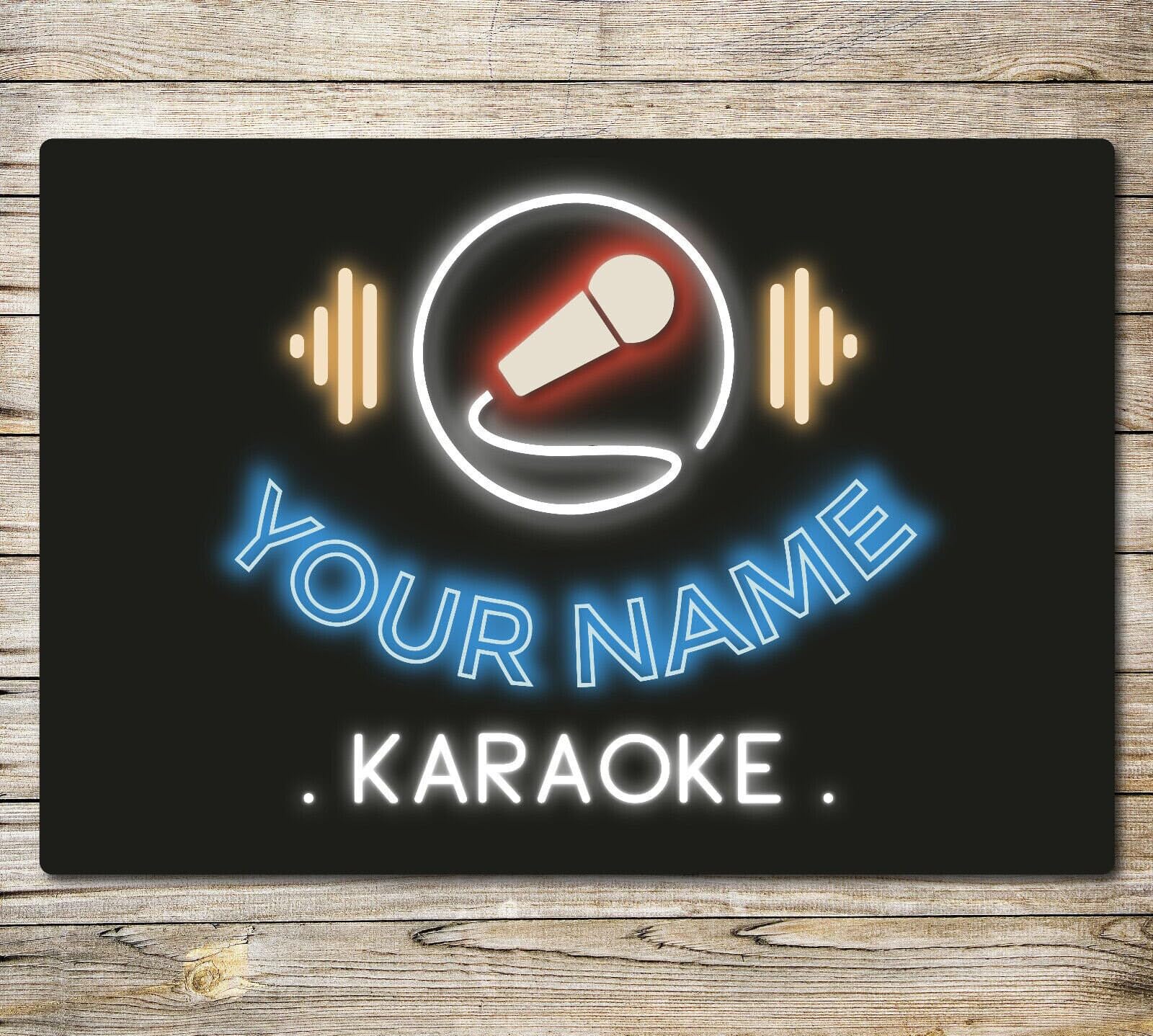 My Pixel Print Metal Personalised Neon Effect Karaoke Sign Plaque Home Bar Gift Singing Music