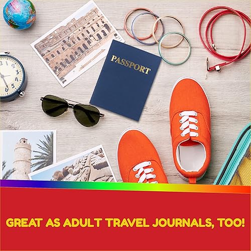 Miniatura 10 de Hygloss Productos 10 libros de pasaporte en blanco con 108 banderas y sellos de Estados Unidos, para niños y profesores, incluye las 50 banderas y