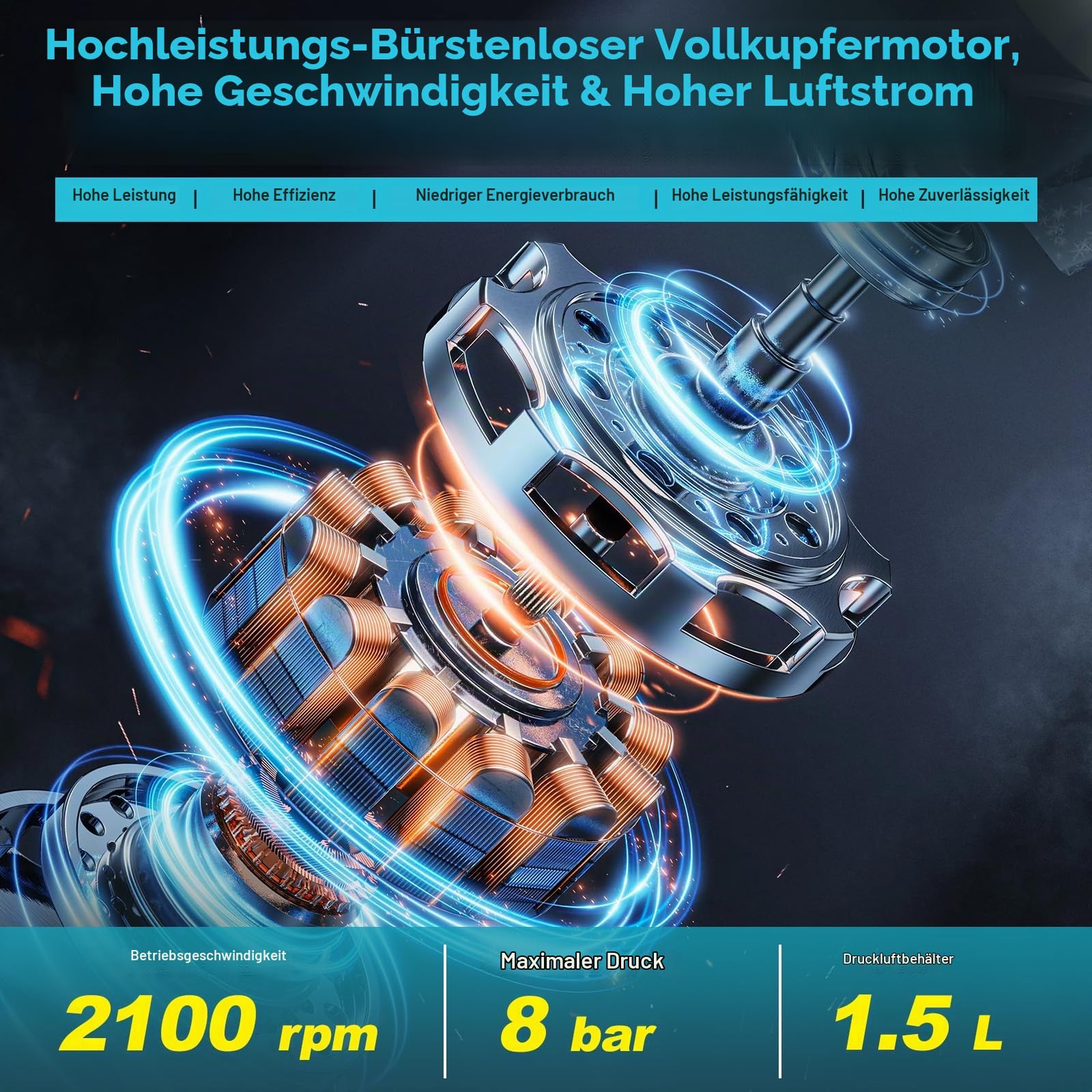 Akku Kompressor Druckluftkompressor für Makita 18V Akku, 8bar Arbeitsdruck