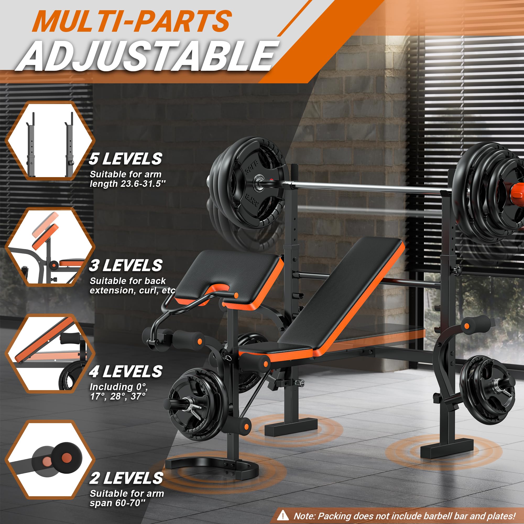 Weight Bench, 770LBS Bench Press Set with Leg Extension, 6 in 1 Olympic Weight Bench for Home Gym, Adjustable Workout Bench with Rack & Preacher Pad, Flat Incline Bench for Weight Lifting