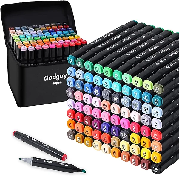 Alcohol Markers, 80 Colors Dual Brush Tip Permanent Art Markers, Coloring Marker, for Book Painting Card Making, Back-to-School Gifts