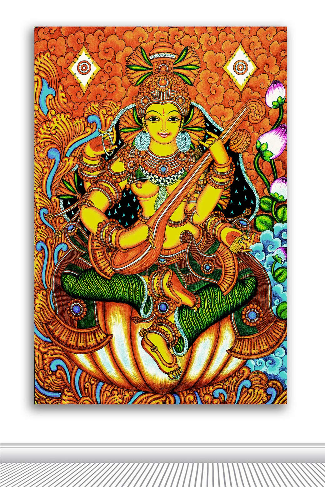 Kerala Mural Art Painting - Maa Saraswati -1 Kerala Mural Art Painting - Maa Saraswati -1
