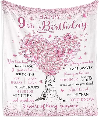 Miniatura 1 de Regalos para niñas de 9 años, manta de 60 x 50 pulgadas, regalos para niñas de 9 años, ideas de regalo de cumpleaños, regalos de 9 cumpleaños para