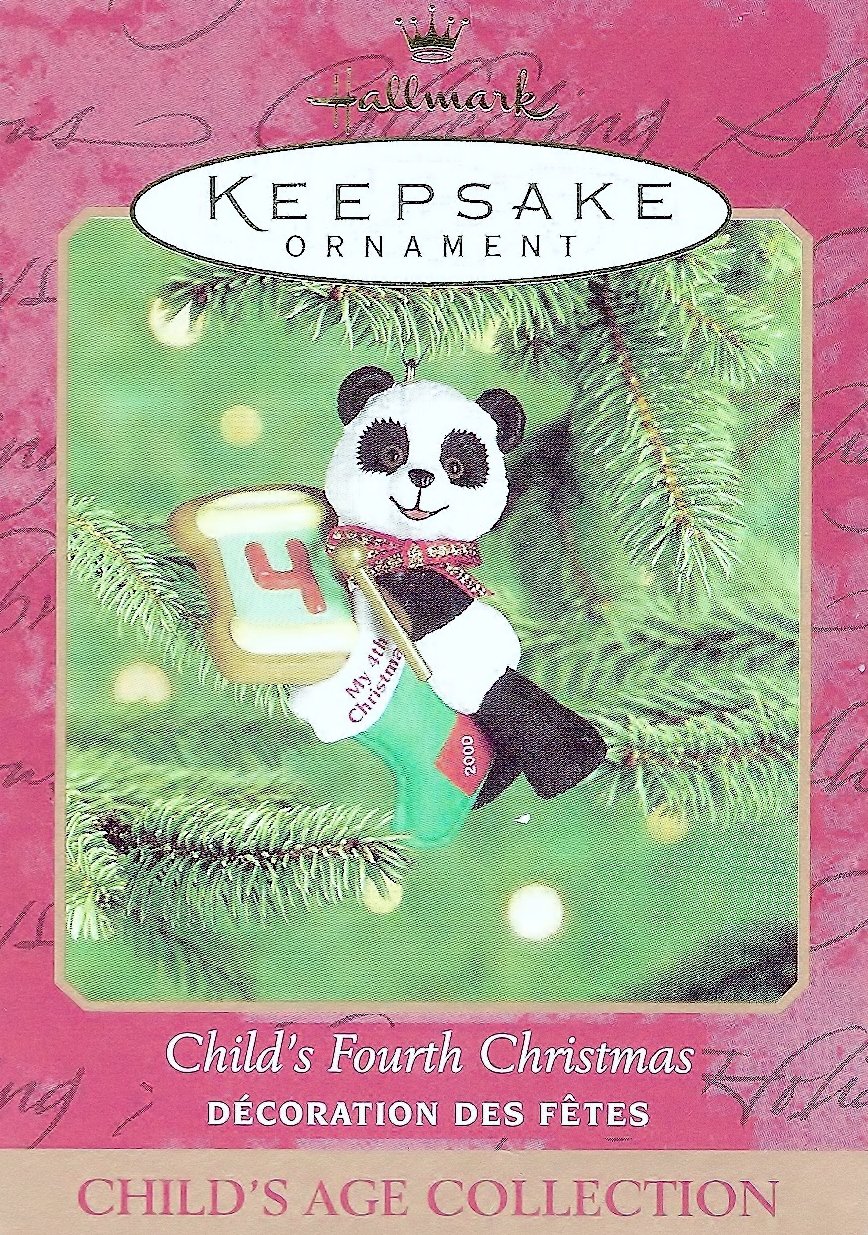 Hallmark KeepsakePanda Bear Ornament Child's Fourth Christmas issued 2000