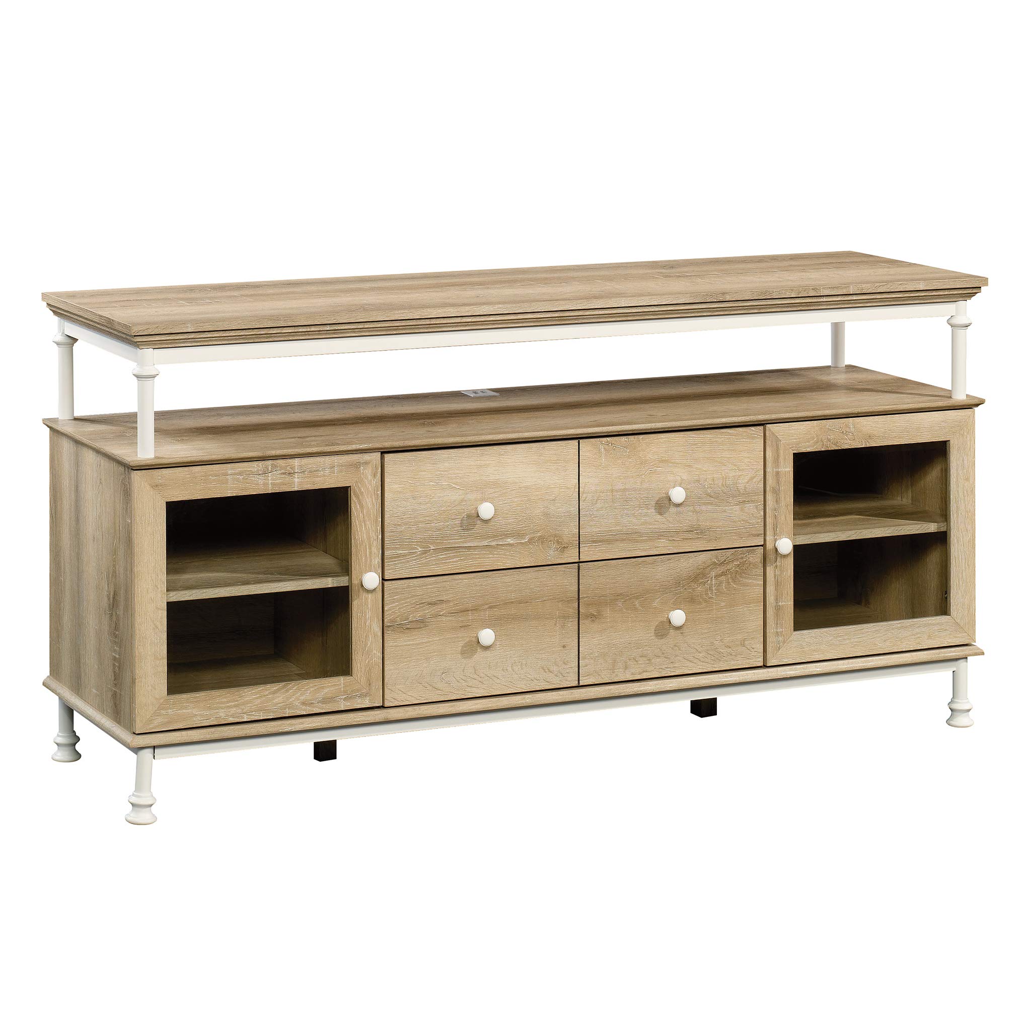 Sauder Canal Street Credenza, for TVs up to 60", Coastal Oak Finish