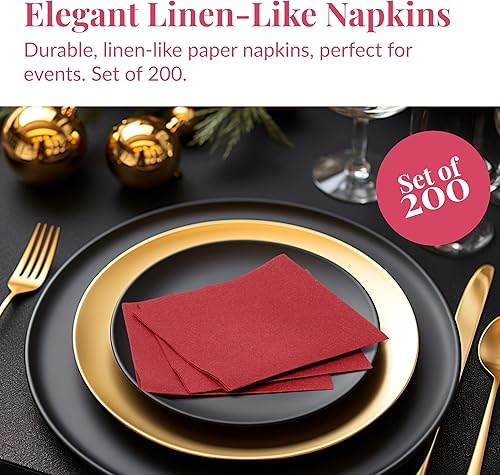 Vista 56 de Prestee 200 toallas de mano de papel desechables que se sienten como servilletas de lino, 2 capas, toallas de invitados, servilletas de papel