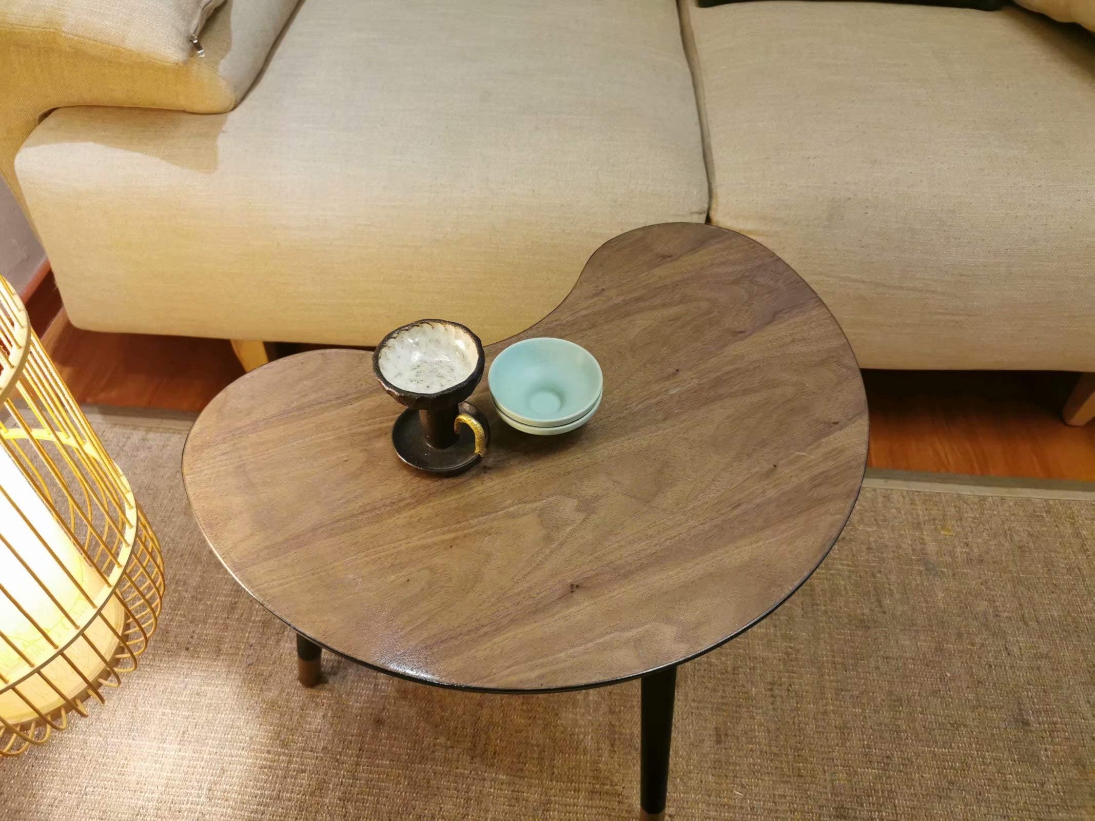 Rasoo Coffee Table, Small End Tables for Living Room,Vintage Style TV Table, Unregular Sofa Table, Office Table, Elegant Functional Table,Couch Table,Wood Color(L22.4W15.7H17.7Inches)