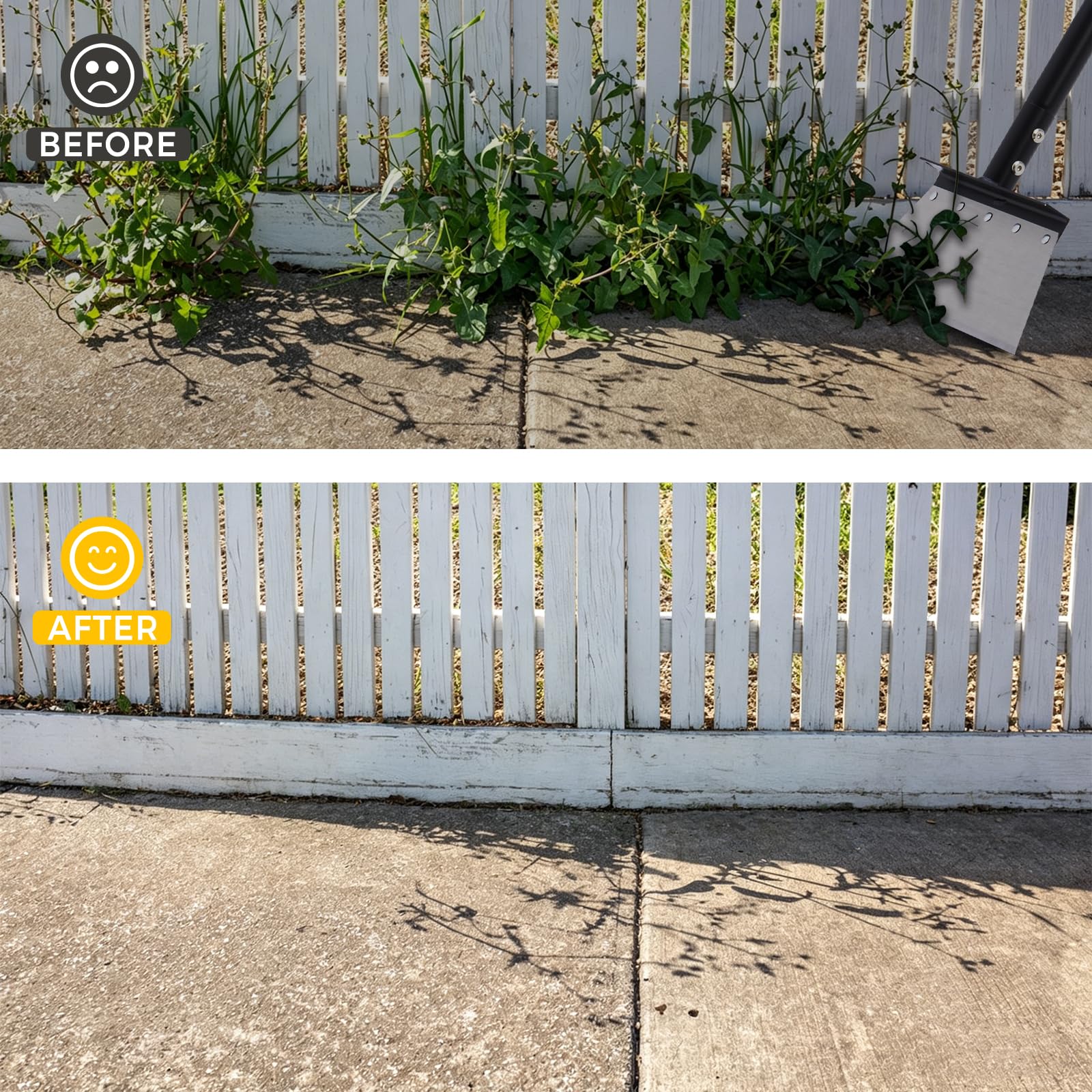 Pala plana de jardín, rascador de suelo de 60 pulgadas, pala de limpieza multifuncional resistente con mango largo ajustable, rascador de suelo de metal para desmalezar, raspar, quitar hielo y