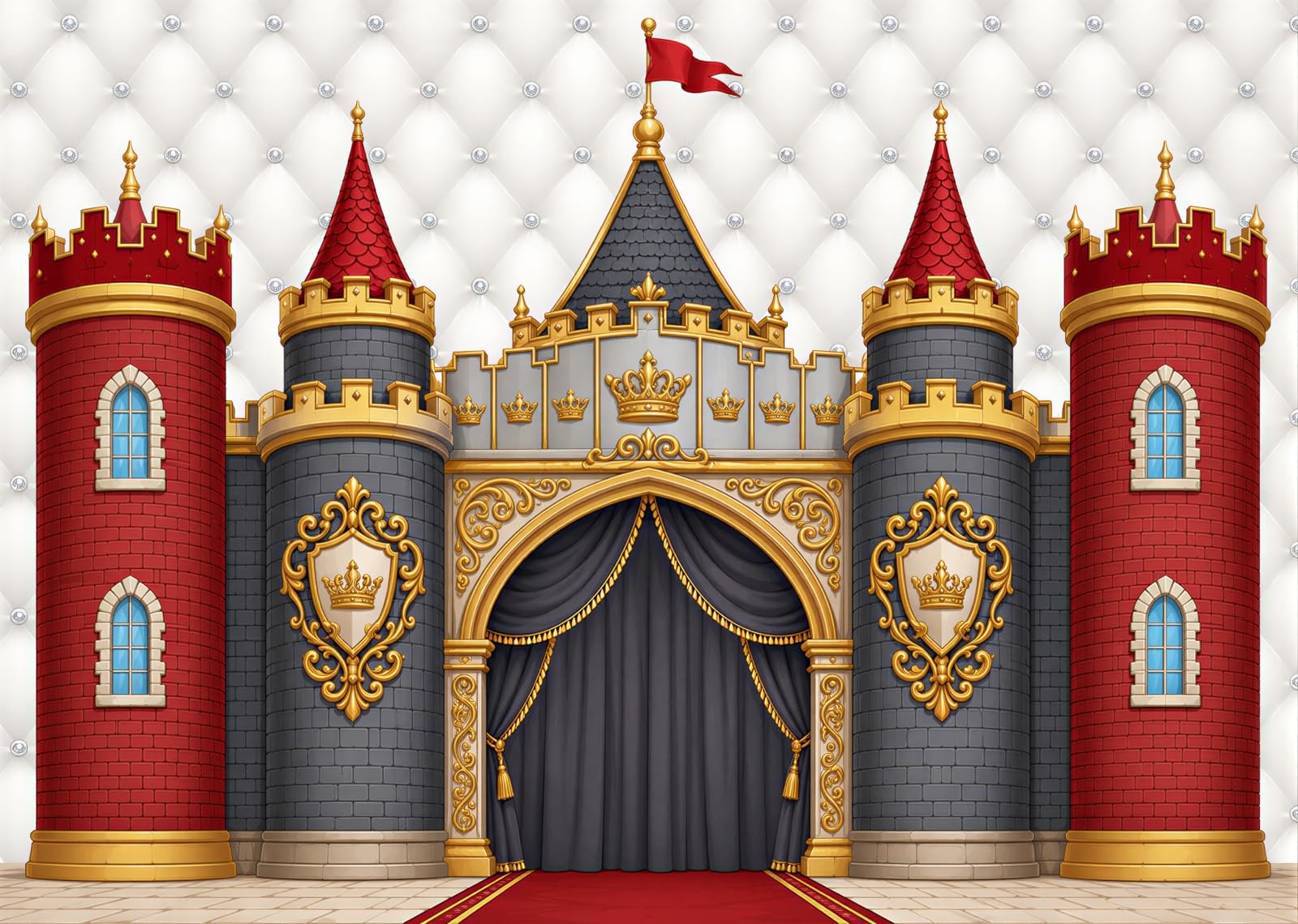 BELECO 3x2.5m Sfondo in tessuto Castello Fiabesco Reale | Castello Regno Tappeto Rosso Medievale Sfondo Festa Compleanno Principe Principessa Telo Di Sfondo