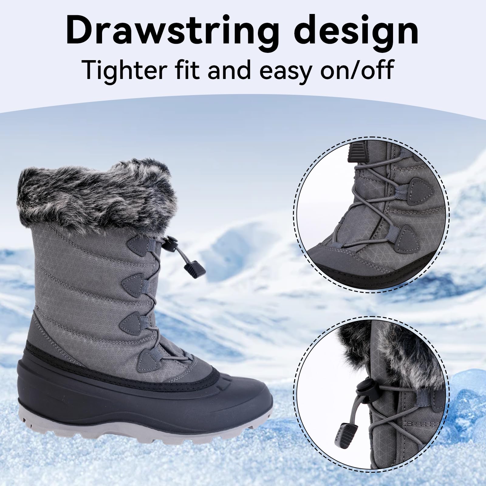 ICEFACE Waterproof Snow Boot Women with Quilted Nylon Fabric and Plush Lining for Ultimate Warmth and Comfort Stylish and Functional Winter Footwear Perfect for Snowy Days and Cold Weather Activitie