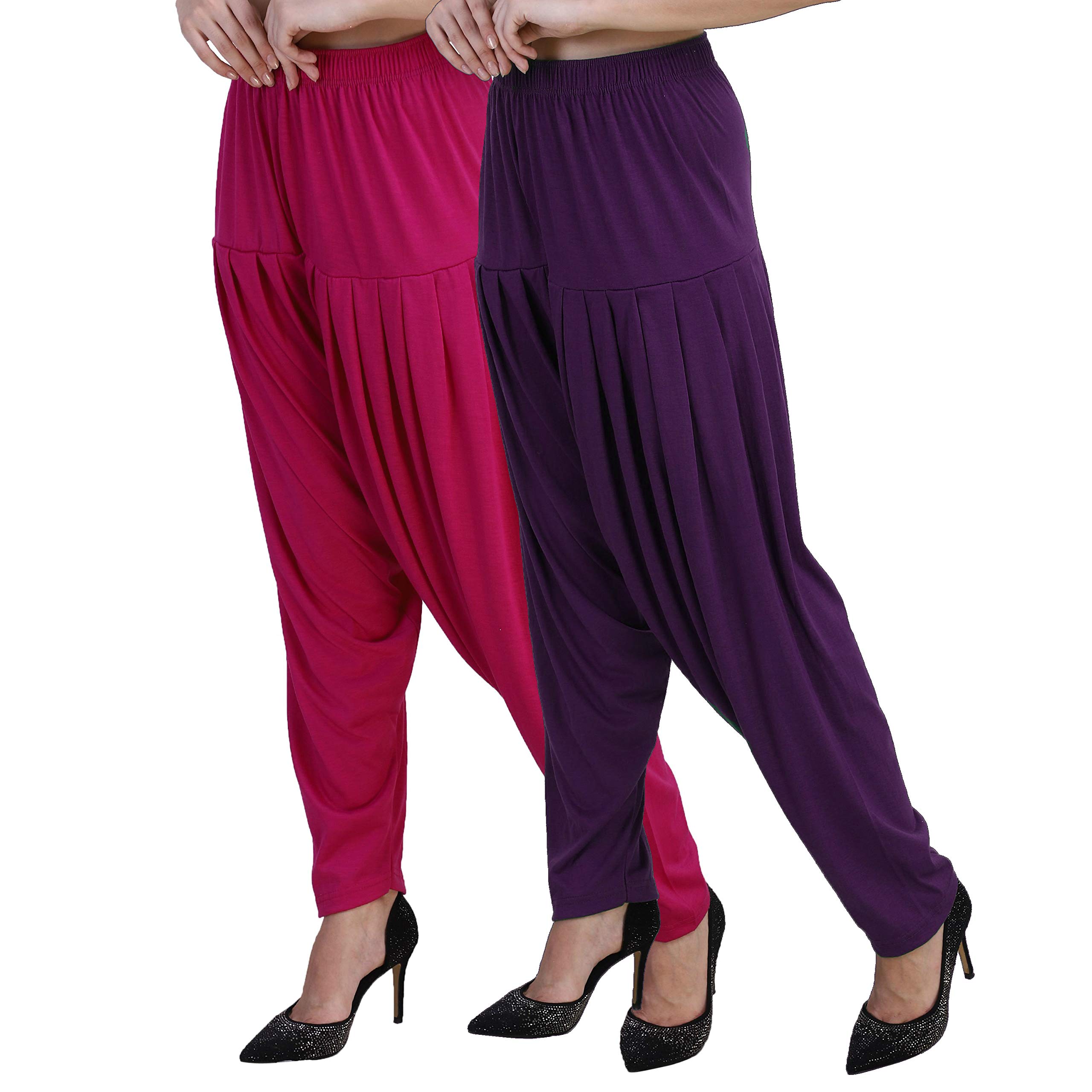 Women Regular fit Patiala Pants Black Green Pink Pack 3-image-47
