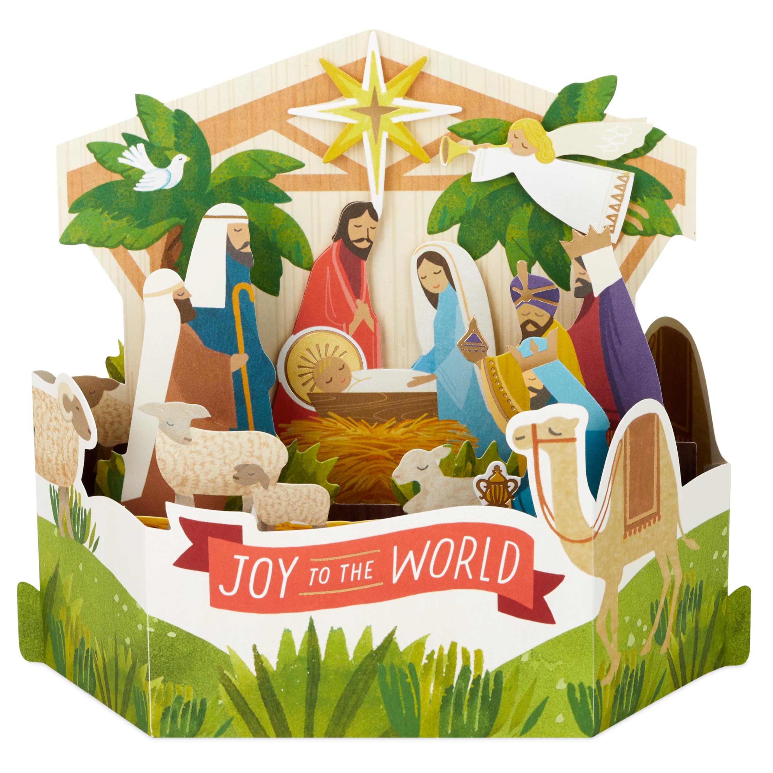 Hallmark Christmas Card, Nativity Scene Design, 3D and Pop Up Card, Religious Card, Green, Red, Multicoloured - Image 2