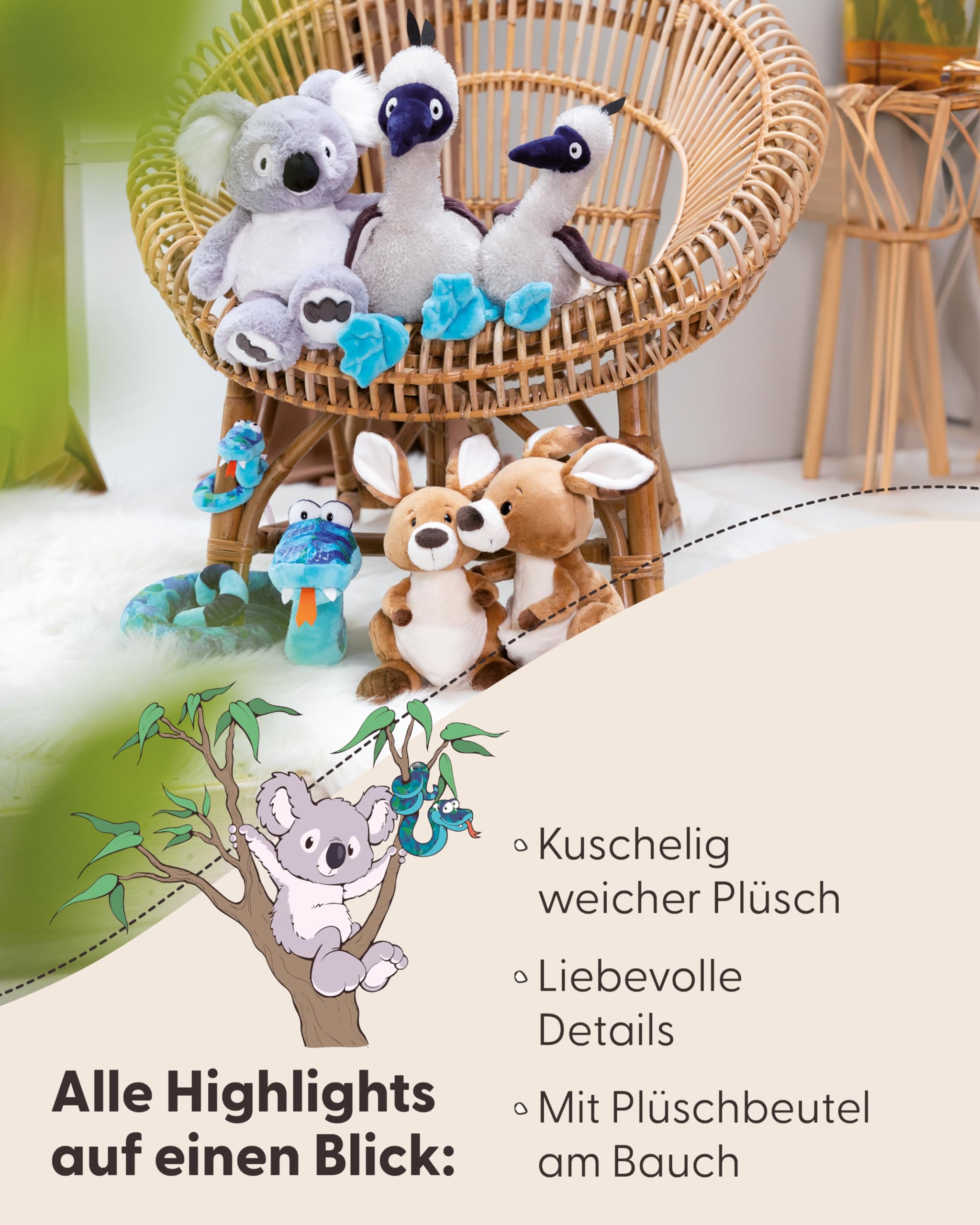 NICI Kuscheltier Koala Barry 50cm - grau - Stofftier aus weichem Plüsch, niedliches Plüschtier zum Kuscheln und Spielen, für Kinder & Erwachsene, tolle Geschenkidee - 61722