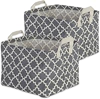 Vista 25 de DII Colección de almacenamiento de lavandería, contenedor plegable recubierto de polietileno con asas, celosía aguamarina, juego grande, 10.5 x 17.5