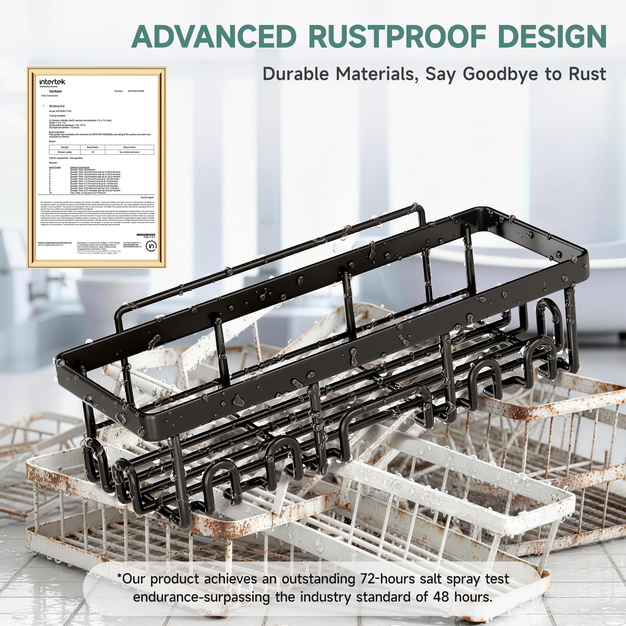 Veken Rustproof & Waterproof Shower Caddy 6-Pack, No Drilling Adhesive Shelves Rack with Soap Holder, Large Capacity Bathroom Organizers and Storage, Wall-Mounted Kitchen & Home Decor