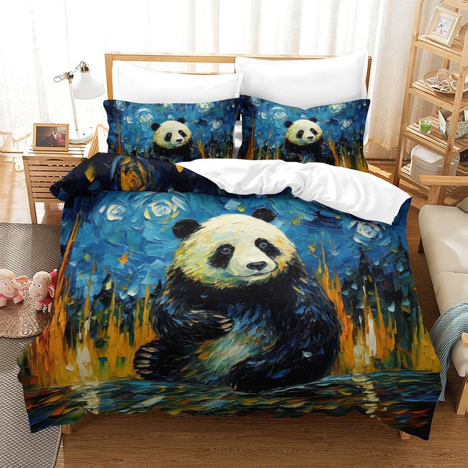 Housse de couette panda 3D durable et résistante à la décoloration 200x200cm