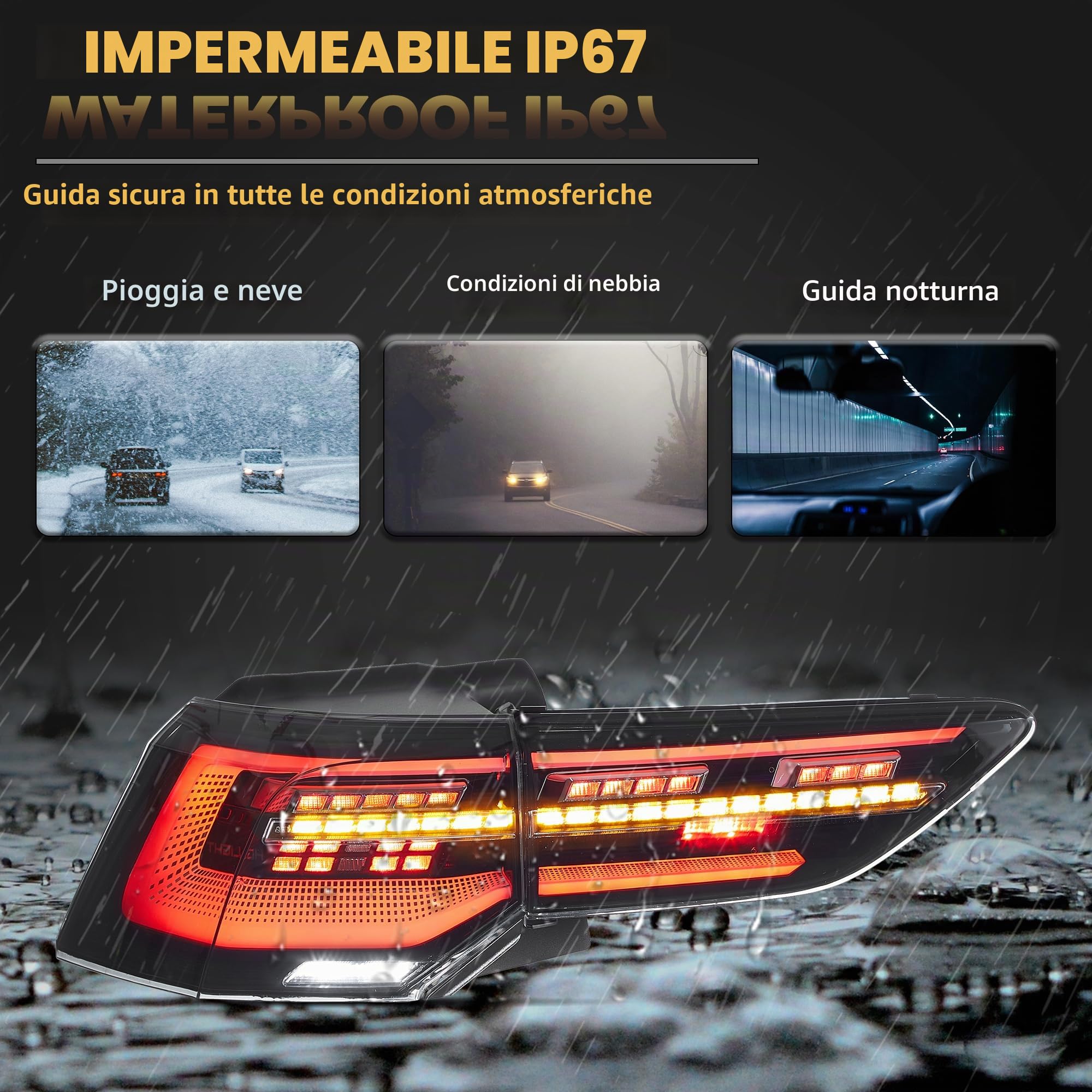 VLAND luci posteriori compatibili per Golf MK8 Golf 8 2020-2023, con certificazione E, 1 set lato conducente e lato passeggero (affumicate)