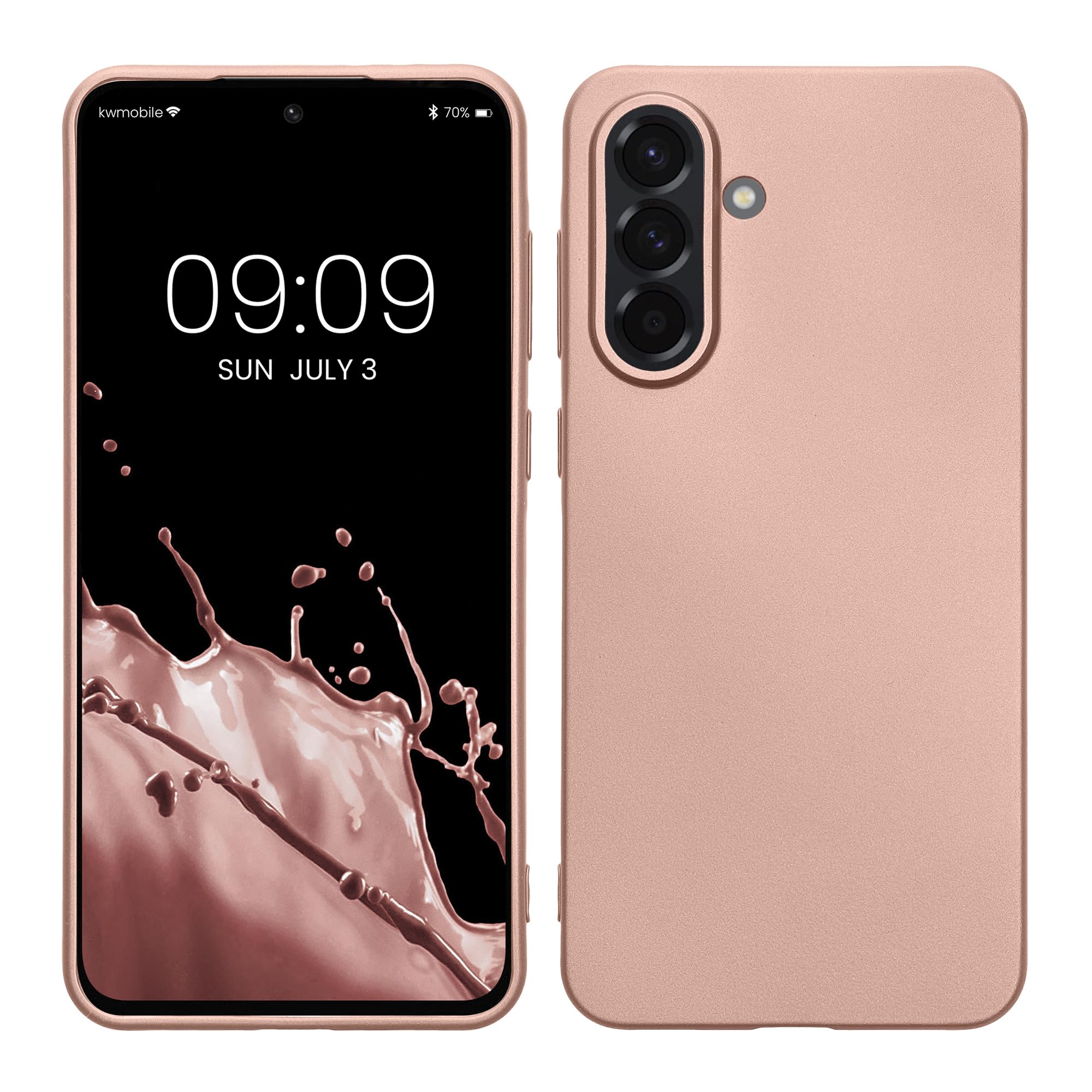 kwmobile Handyhülle für Samsung Galaxy A36 5G Hülle - Silikon Case metallisch schimmernd - Schutzhülle Cover - Metallic Rosegold