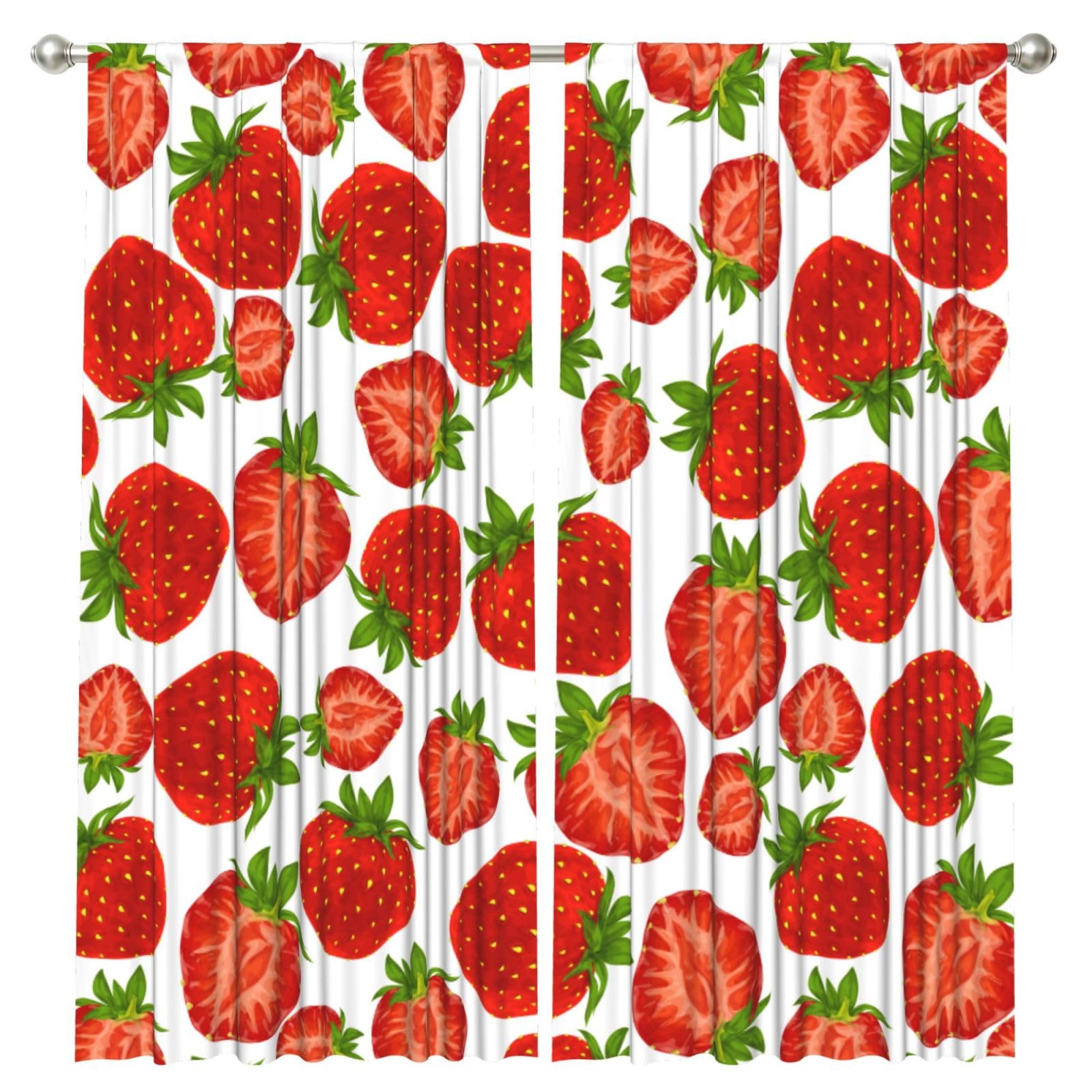 InOmak Strawberry Red, 2 Panels Window Curtains 52 x 84 Inch Blackout Curtains for Living Room Bedroom