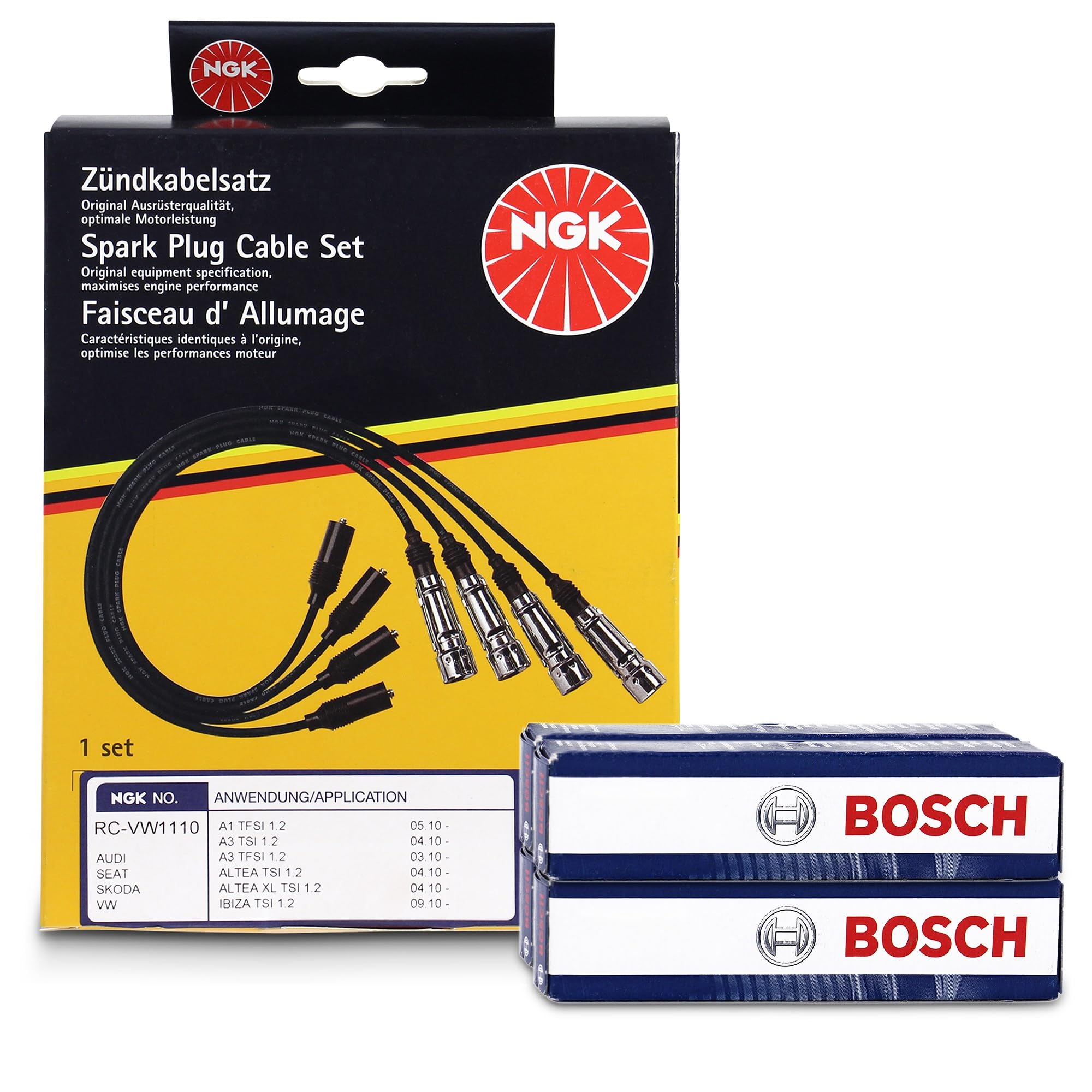 Set composto da 1x Kit cavi accensione, 4x Candela accensione 41108955