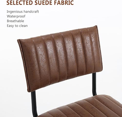 Miniatura 5 de BV - Juego de 2 sillas de comedor de gamuza vintage de mediados de siglo, elegantes y cómodas