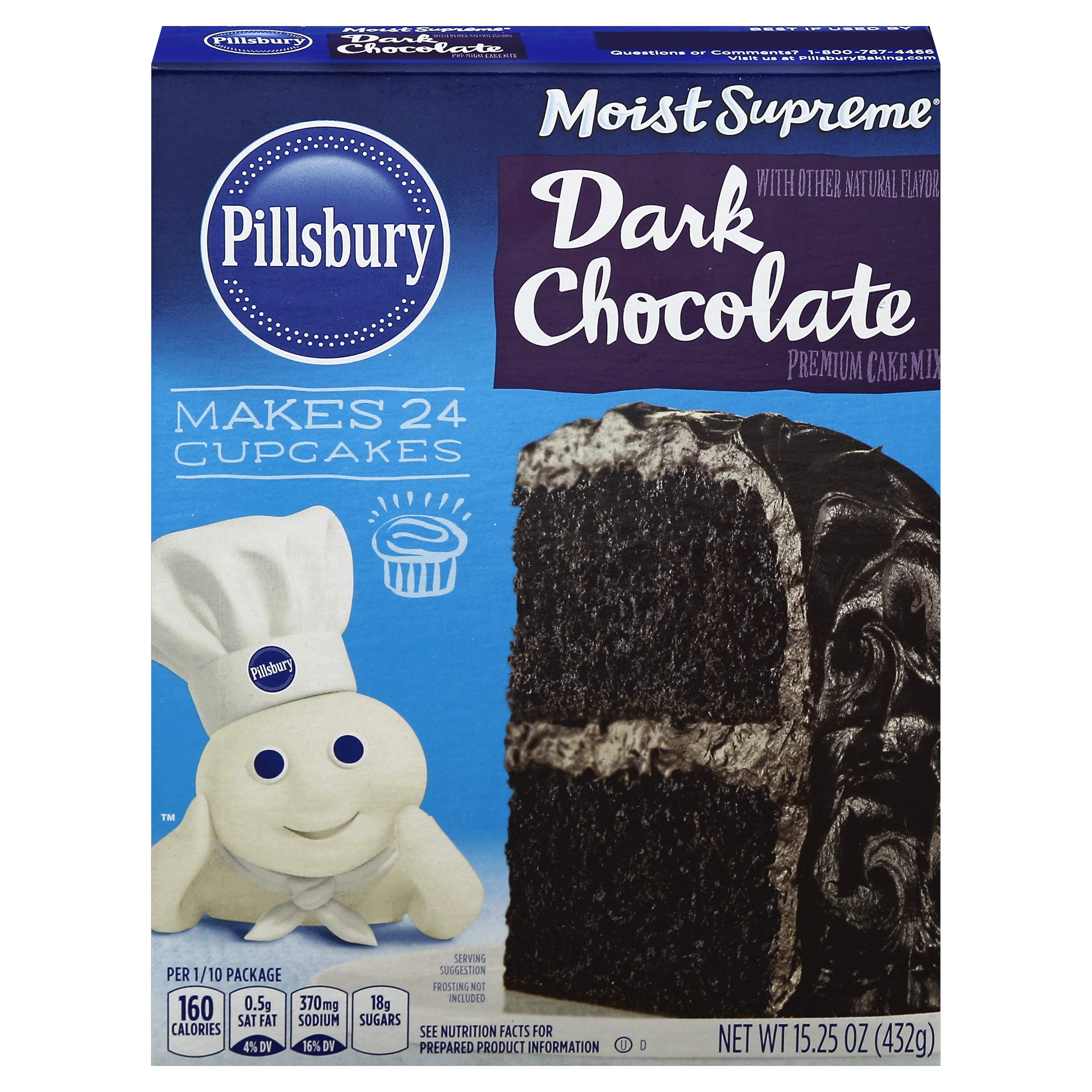 Pillsbury Moist Supreme Dark Chocolate Flavored Premium Cake Mix, 15.25-Ounce