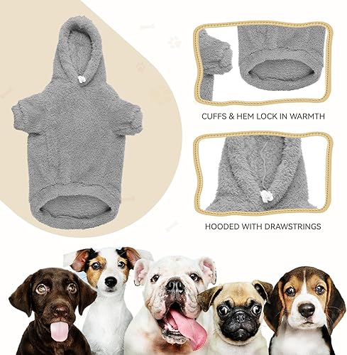 Miniatura 4 de Suéteres mullidos para perros pequeños, sudadera con capucha suave de doble cara de forro polar de felpa para perro, ropa para perro, abrigos para