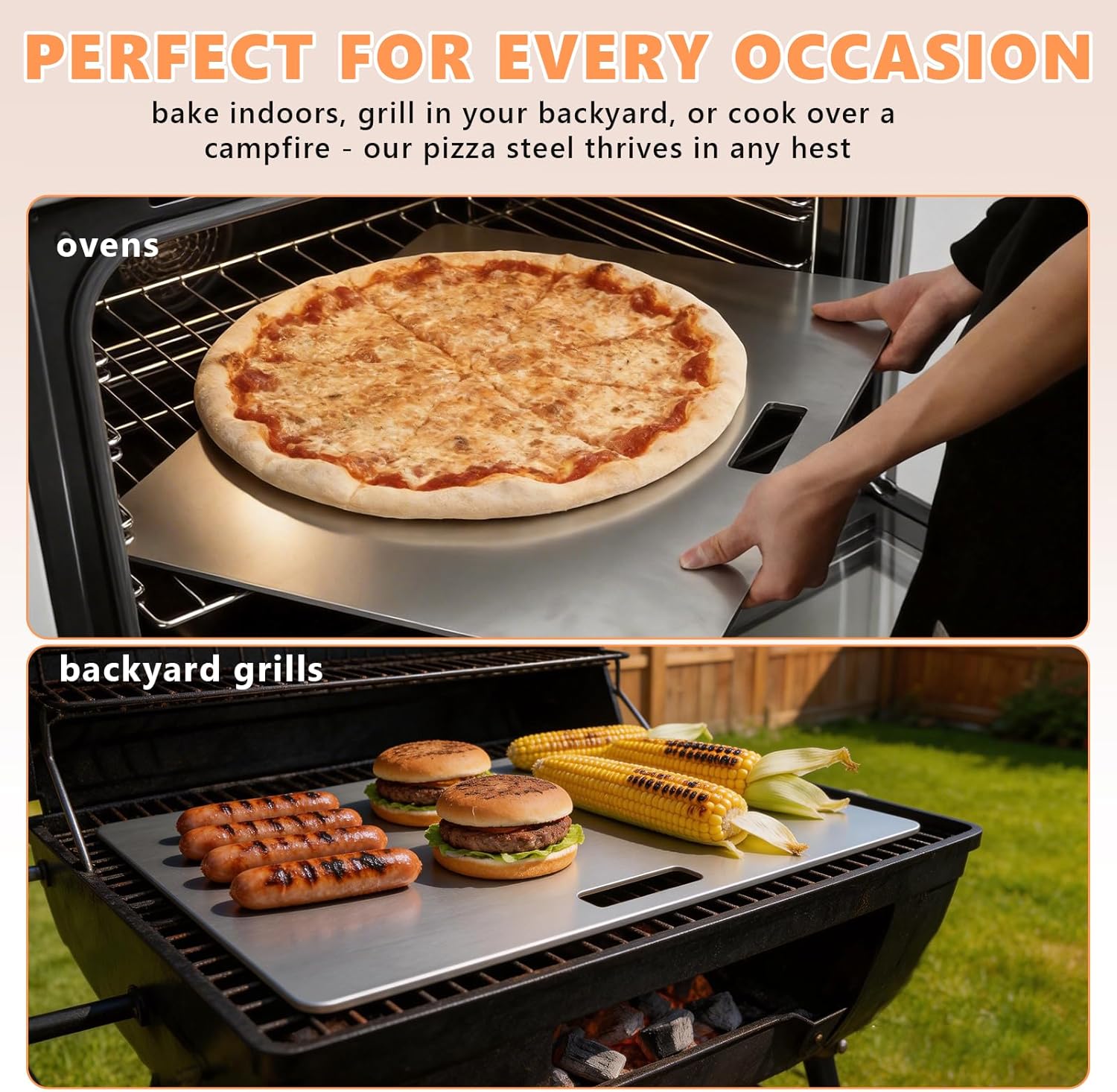 Pizza Steel for Oven & Grill 22"x16"x0.25'' Baking Steel Original Baking Steel for Pizza & Bread Fast Heating Indoor & Outdoor Use Heavy-Duty Pizza Baking for Home Cooks & Pizza Lovers