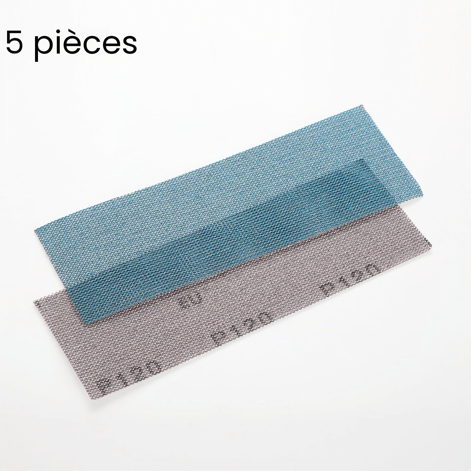 QUARKZMAN 5pcs Feuilles de ponçage 120 grains 2,8" x 7,8" Abrasif céramique Papier de verre humide et sec sans poussière Tampons abrasifs à crochet et boucle