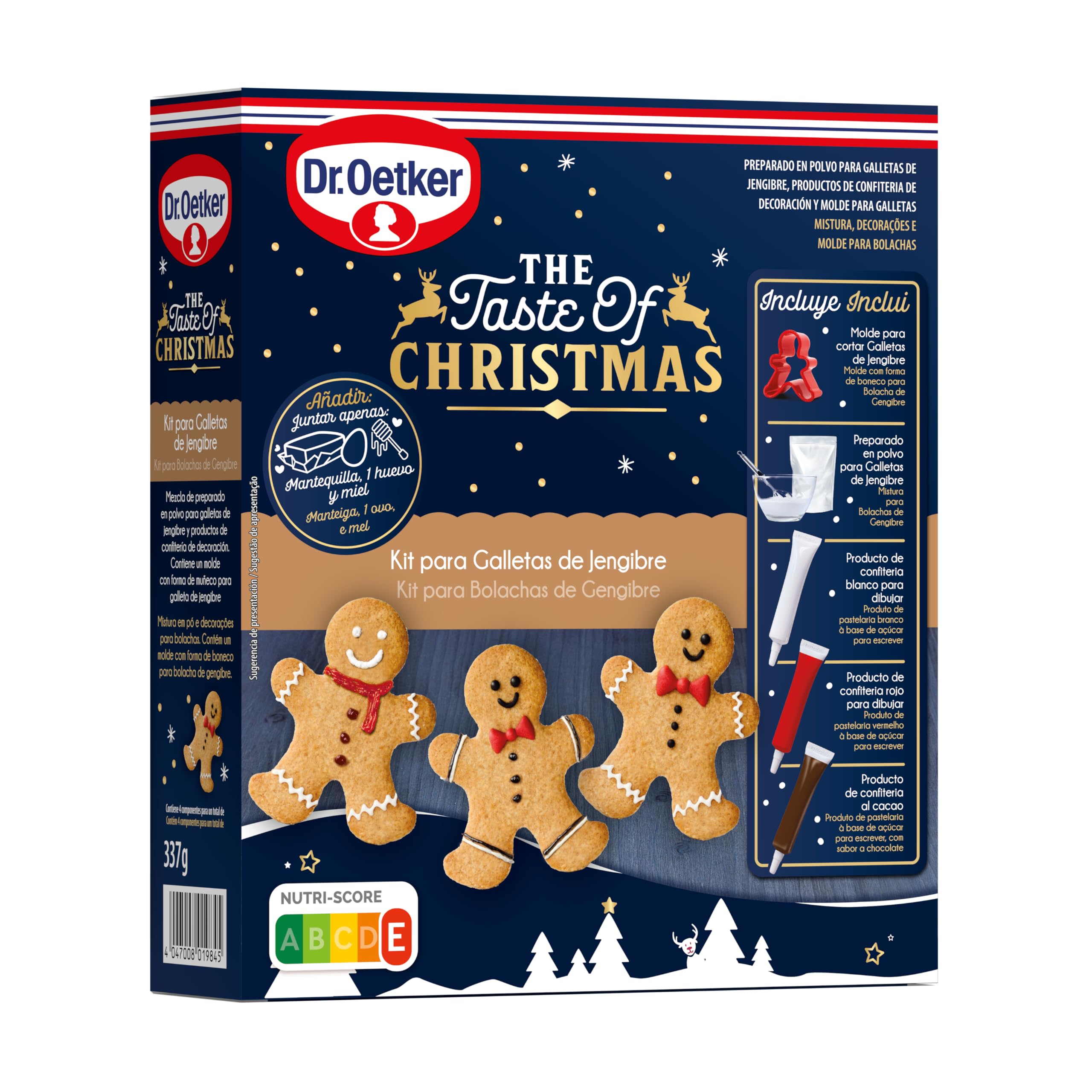 DR. OETKER Kit Galletas de Jengibre 337 g, Incluye Molde Cortar, 3 Lápices Pasteleros